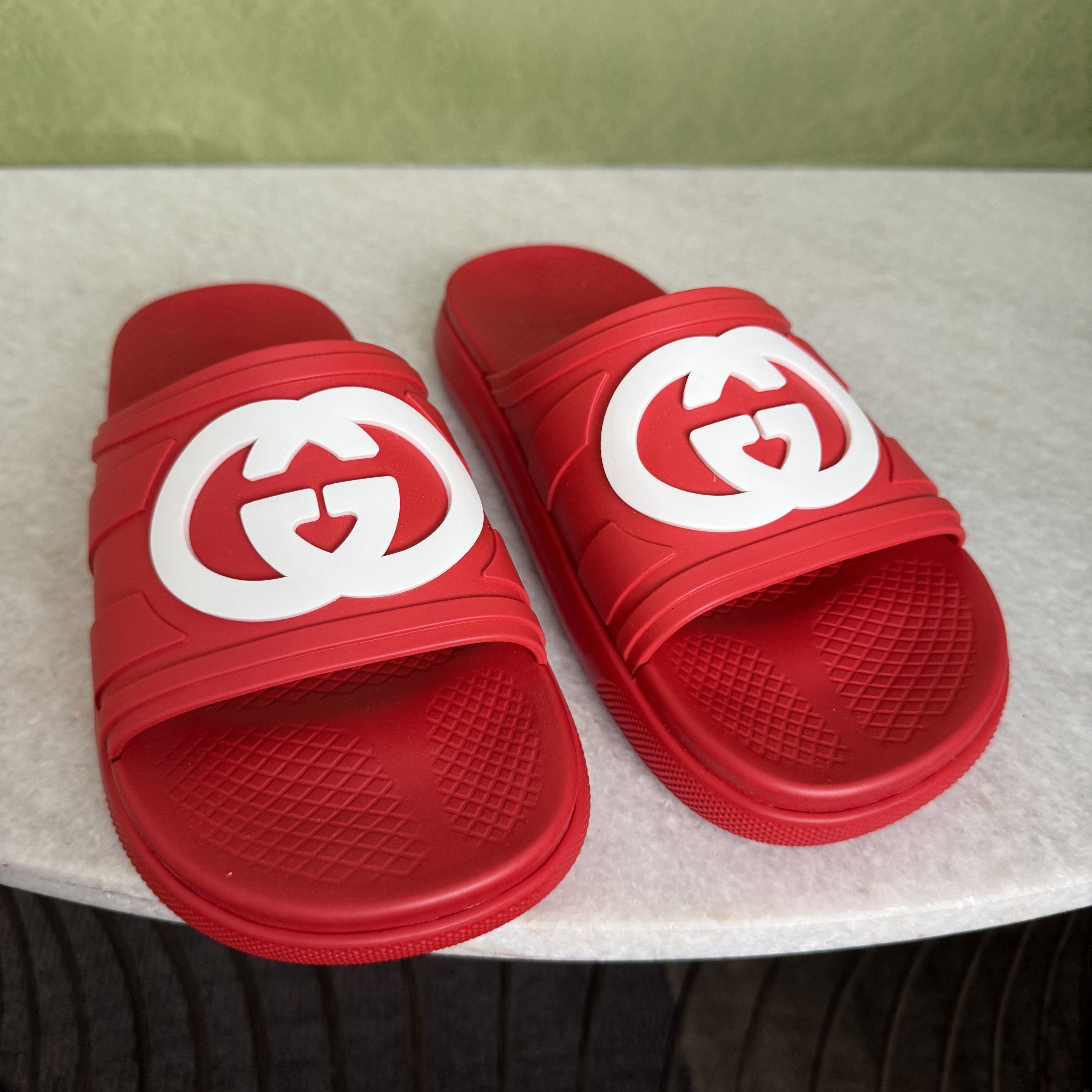 Gucci GUCCI 780296 Red Rubber Men's GG Sandals, sz Gucci 6 Size US 6.5 / EU 39-40 - 10 Thumbnail