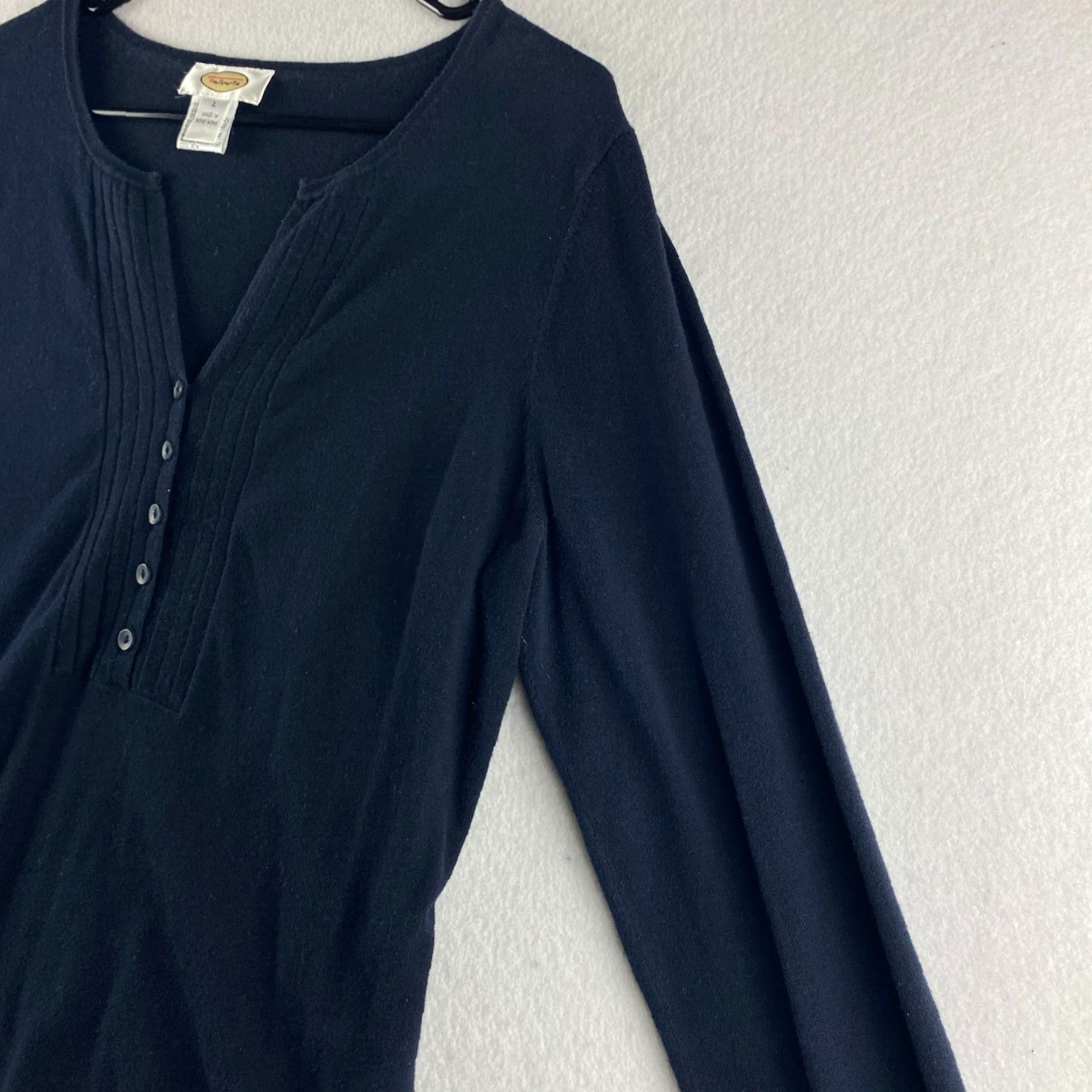Talbots Talbots Sweater Womens L Blue V-Neck 1/2 Button Up Pullover Long Sleeve Casual Modern Shirts Size L / US 10 / IT 46 - 6 Thumbnail