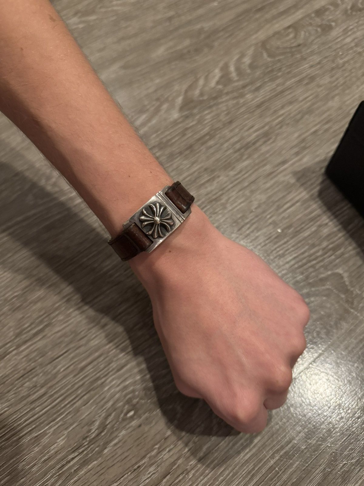 Chrome Hearts Chrome Hearts Brown Leather Harness Clasp Bracelet Silver Size ONE SIZE - 9 Thumbnail