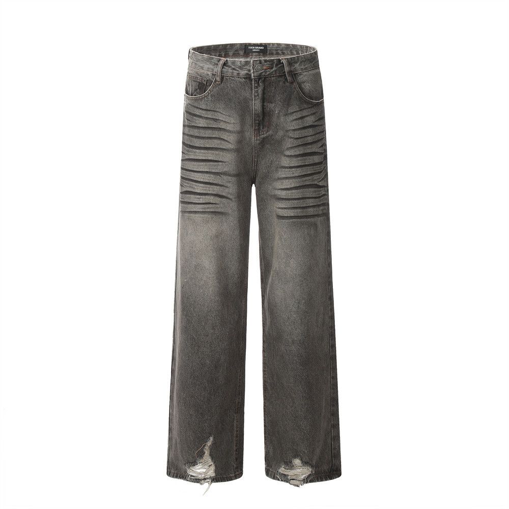 Japanese Brand × Jean Men's high street retro trend washed distressed loose jeans Size US 32 / EU 48 - 1 Thumbnail