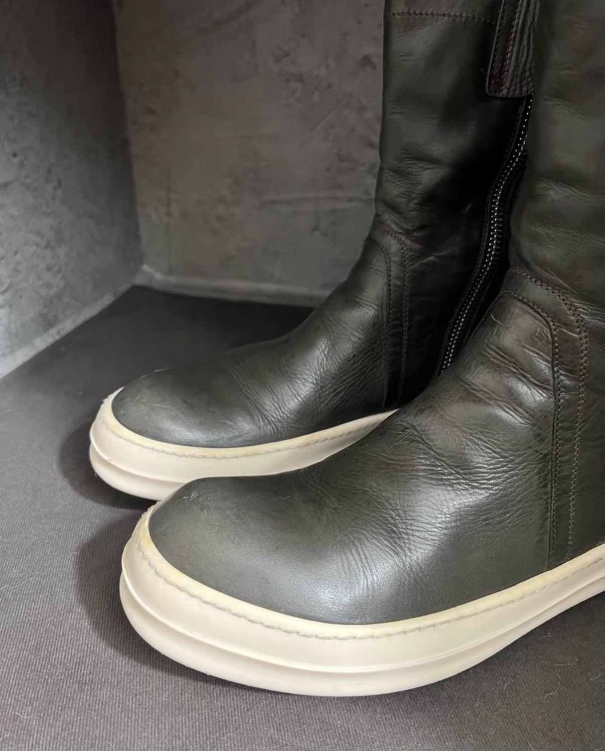 Rick Owens Rick Owens Tea-Colored Cordovan Leather High Shaft Boots Size US 7.5 / EU 40-41 - 2 Thumbnail