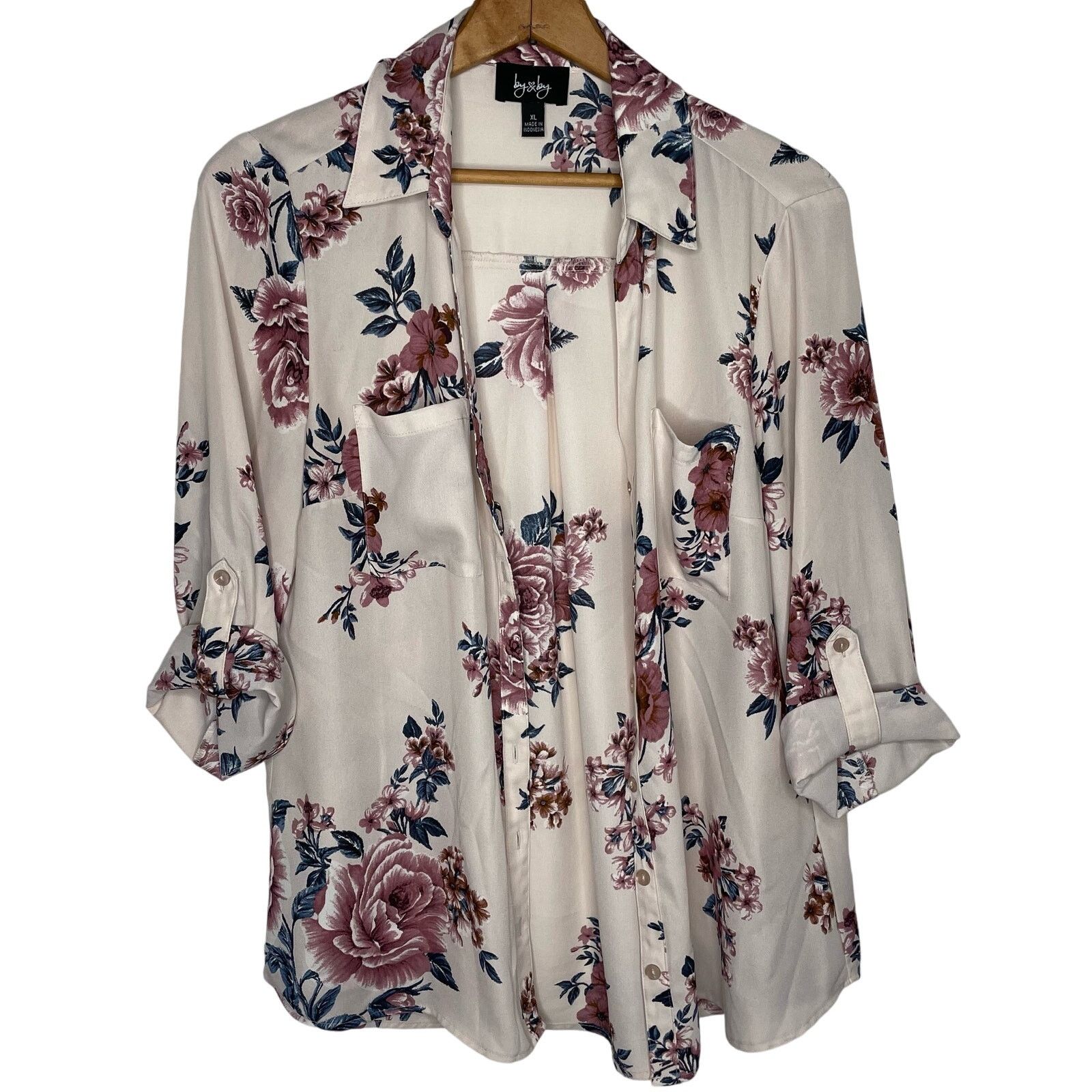 Other By & By Floral Button Up Blouse Size XL / US 12-14 / IT 48-50 - 7 Thumbnail