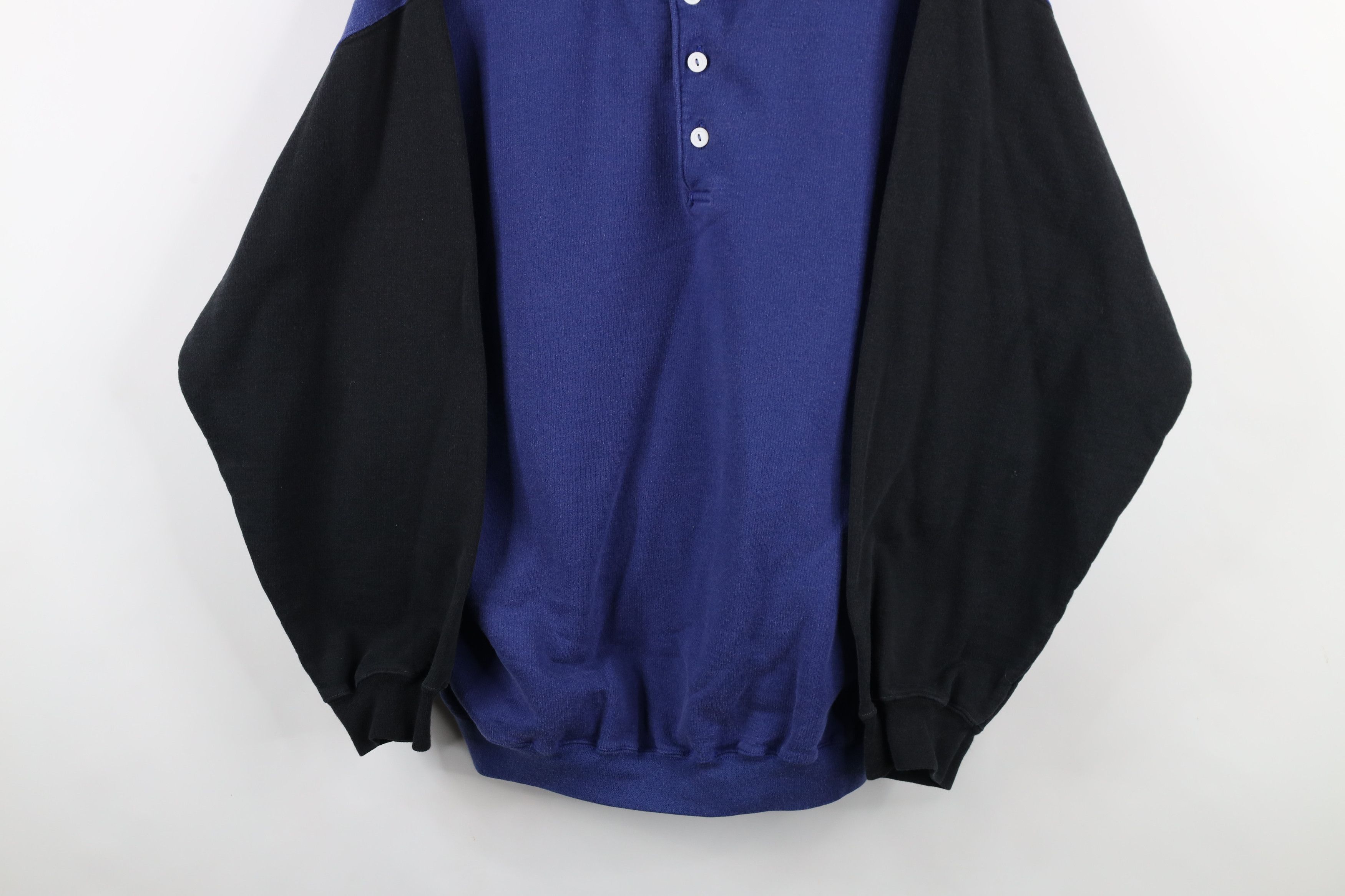 Vintage Vintage 90s Streetwear Block Pullover Henley Sweatshirt Size US XL / EU 56 / 4 - 3 Thumbnail
