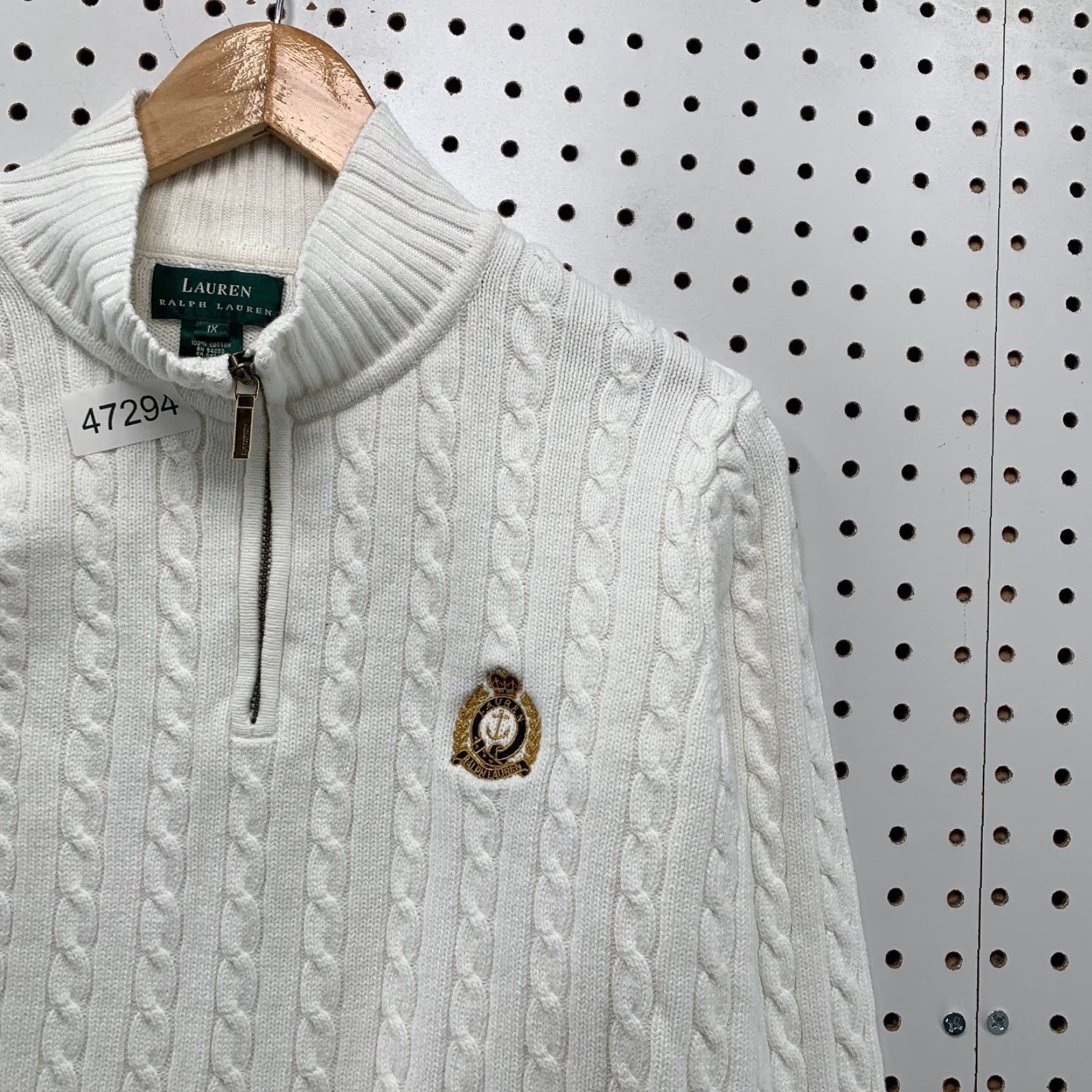 Ralph Lauren Lauren Ralph Lauren Sweater Womens Plus 1X White Cable Knit 1/4 Zip Pullover Size XL / US 12-14 / IT 48-50 - 7 Thumbnail