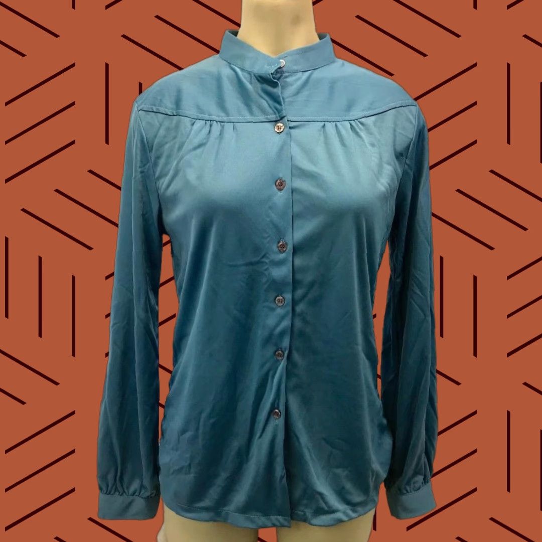 Vintage Empire by Gene Stuart Womens Polyester Blue Blouse Shirt 38 Vintage 18" Pit to Pit 22" Shoulder to Hem M ost Common Keywords Mens Womens Girls Boys Size XS / US 0-2 / IT 36-38 - 1 Thumbnail