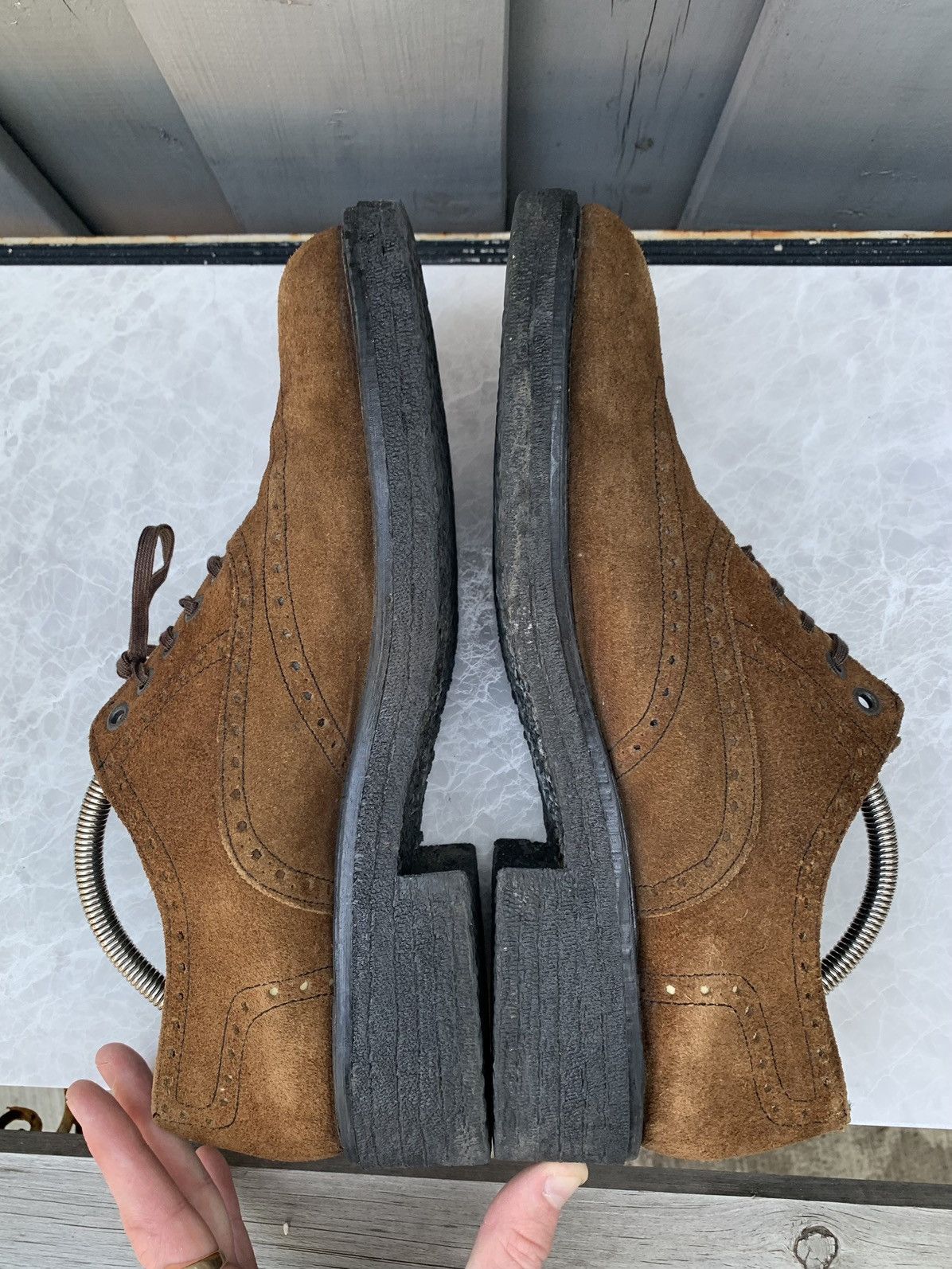 Dr. Martens × Other × Vintage 1970s Suede Brogues Vintage Square Toe Boots Heel Derby 10 Size US 9.5 / EU 42-43 - 11 Thumbnail