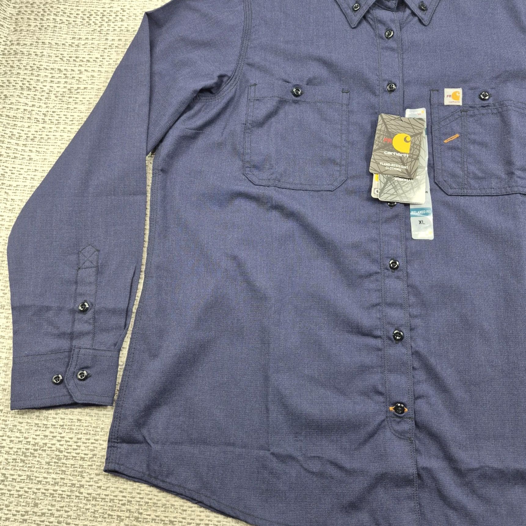 Carhartt Carhartt FR Force Button Up Shirt Womens XL Blue Flame Resistant Long Sleeve Size XL / US 12-14 / IT 48-50 - 3 Thumbnail
