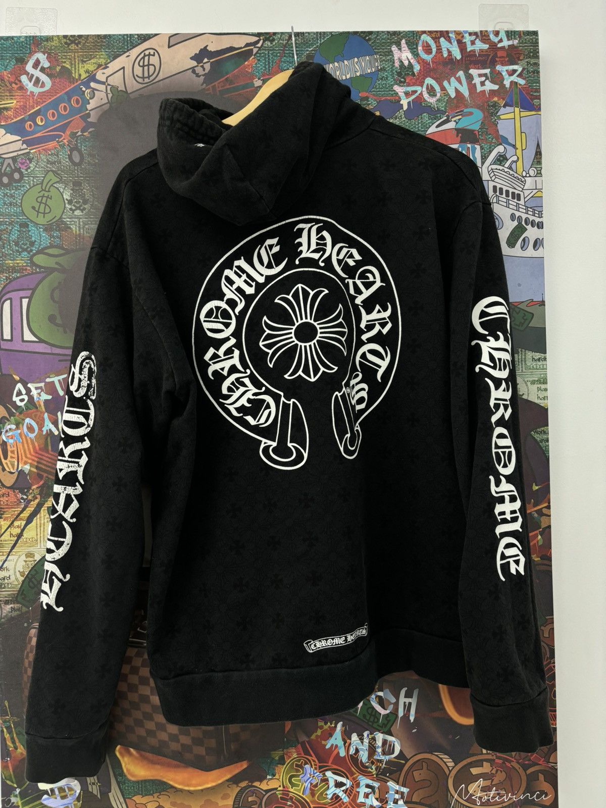 image of Chrome Hearts Monogram Pullover Hoodie Medium in Black, Men's