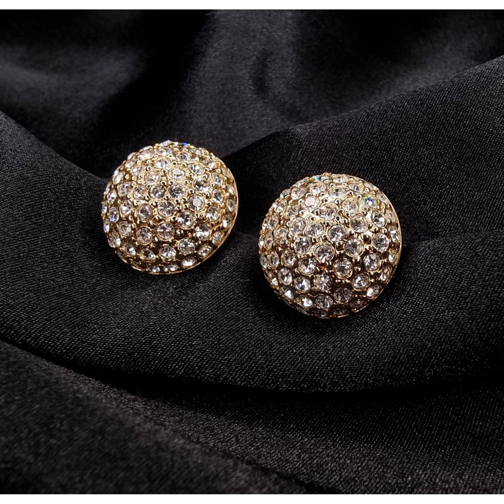 Vintage Vintage 1980s CAROLEE Signed Crystal Rhinestone Dome Earring Size ONE SIZE - 1 Thumbnail