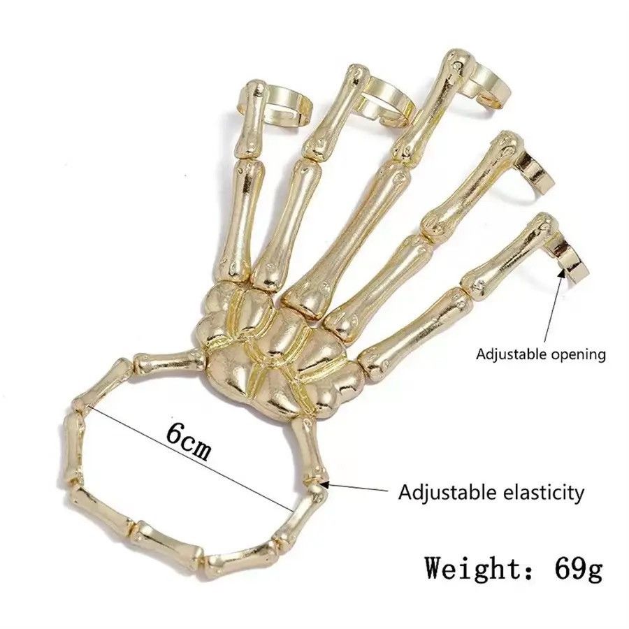 Jewelry Skeleton Ring Hand Bracelet Size ONE SIZE - 4 Thumbnail