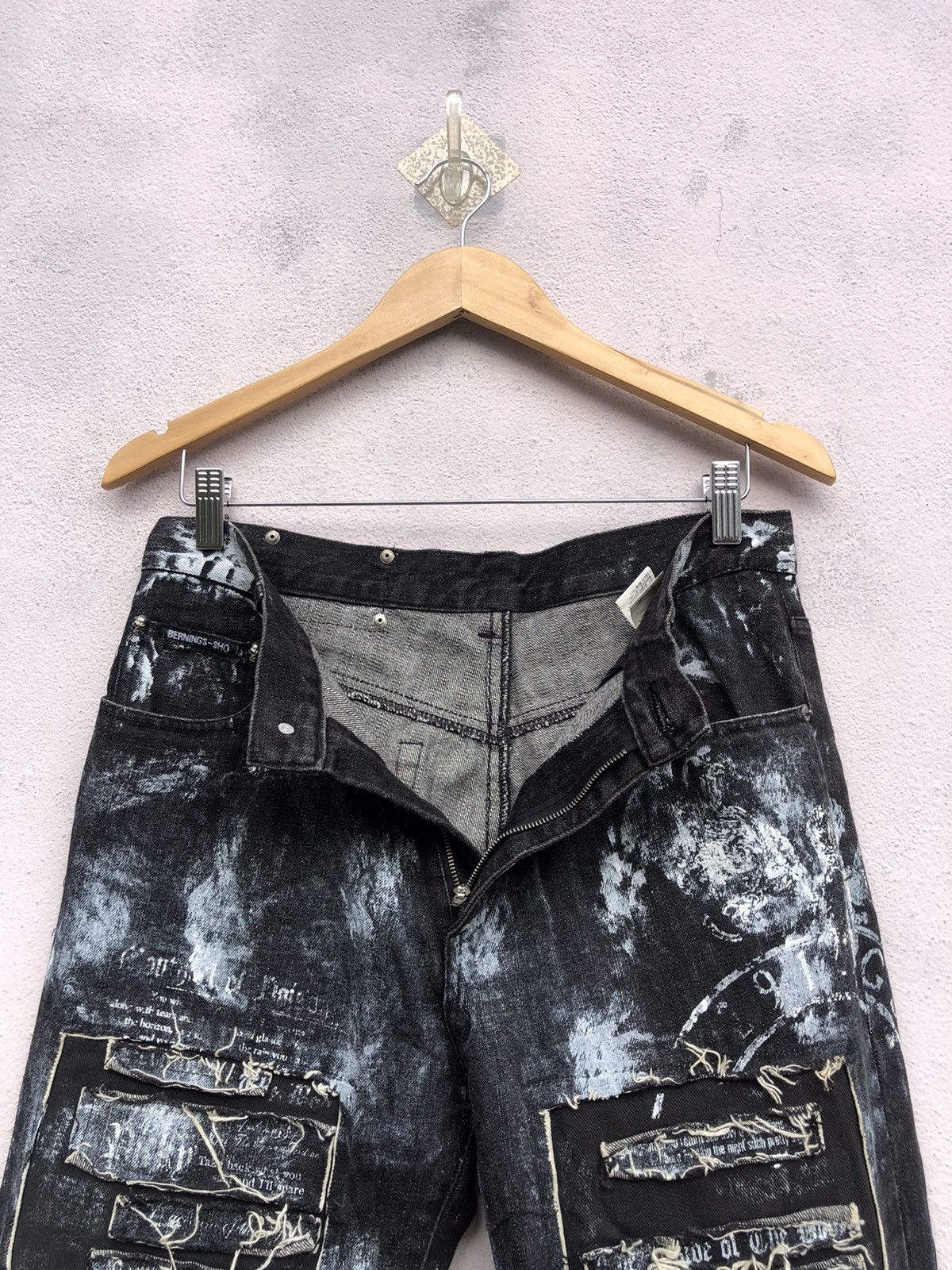 Japanese Brand Berning Sho Distressed Poem Jeans Size US 30 / EU 46 - 13 Thumbnail
