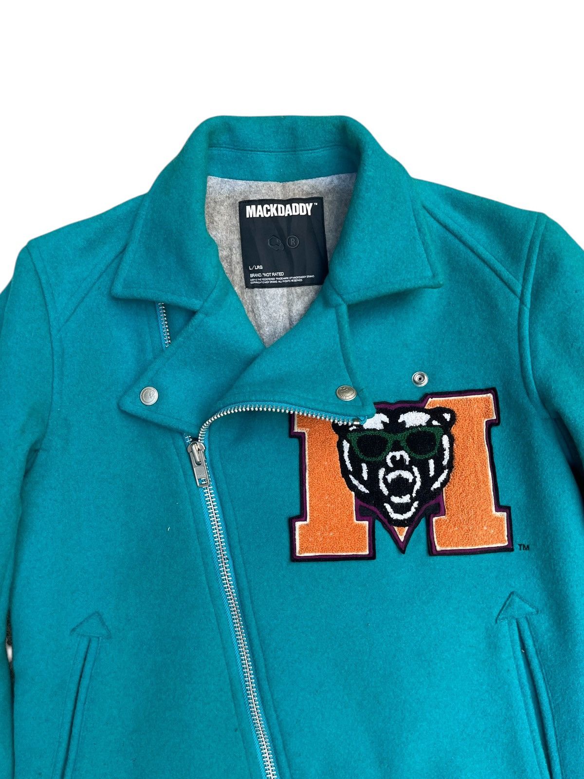 Japanese Brand × Vintage MACKDADDY Double Collar Wool Biker Jacket Aqua Blue L / LRG Size US M / EU 48-50 / 2 - 4 Thumbnail