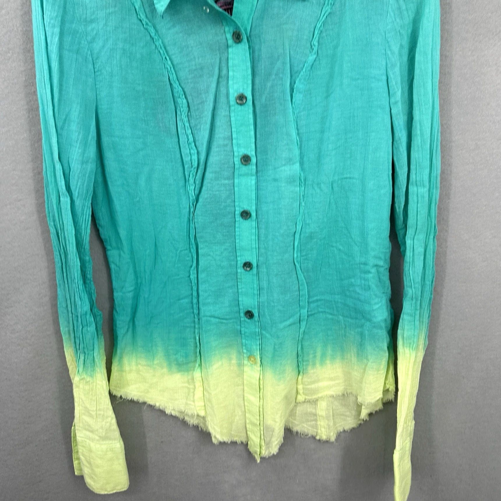 Vintage Love Junkie Blouse Womens Large Ganesha Elephant Ombre Embellished Gauze Long Size L / US 10 / IT 46 - 7 Thumbnail