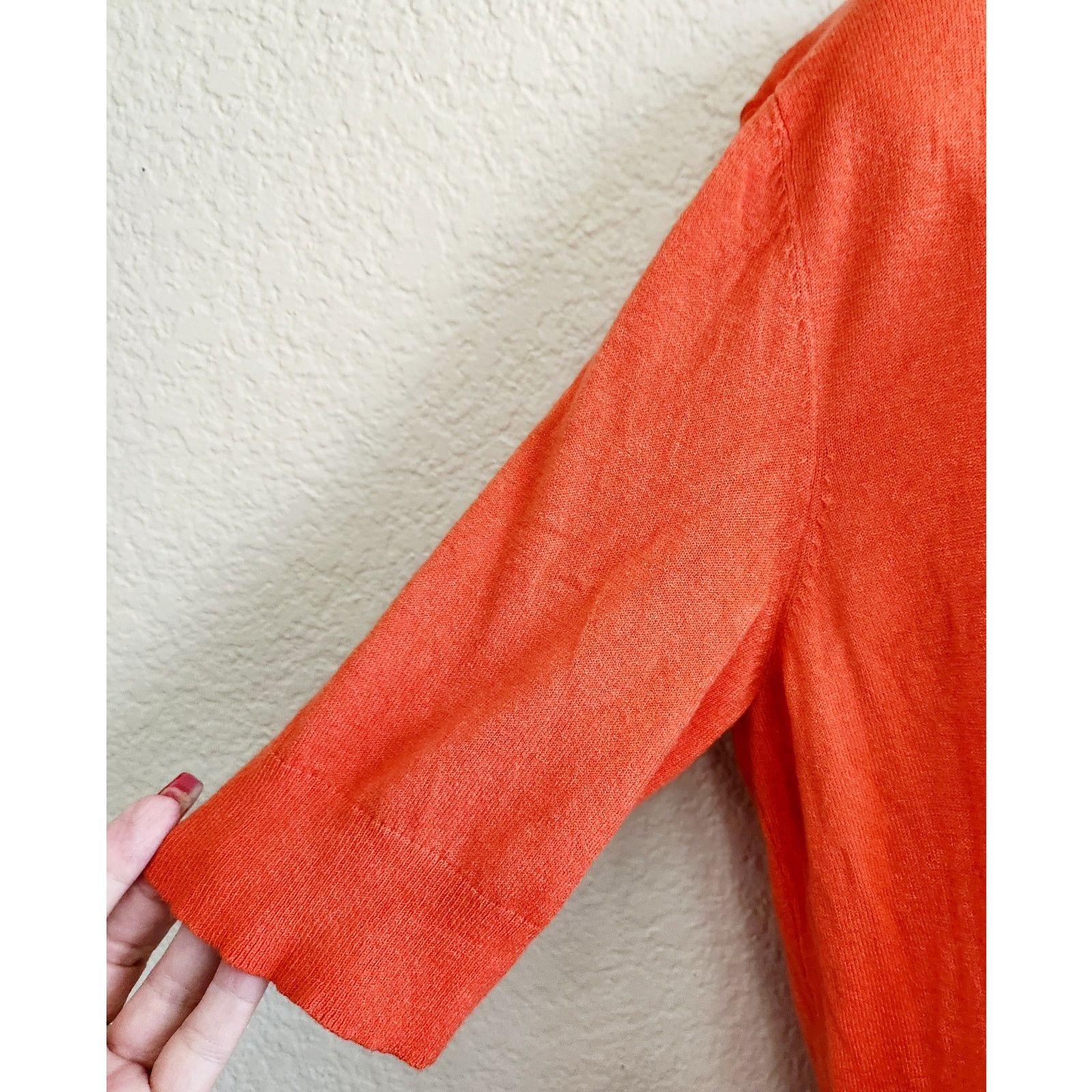 Other New York & Company Orange Short Sleeves Cardigan XL Size XL / US 12-14 / IT 48-50 - 2 Thumbnail