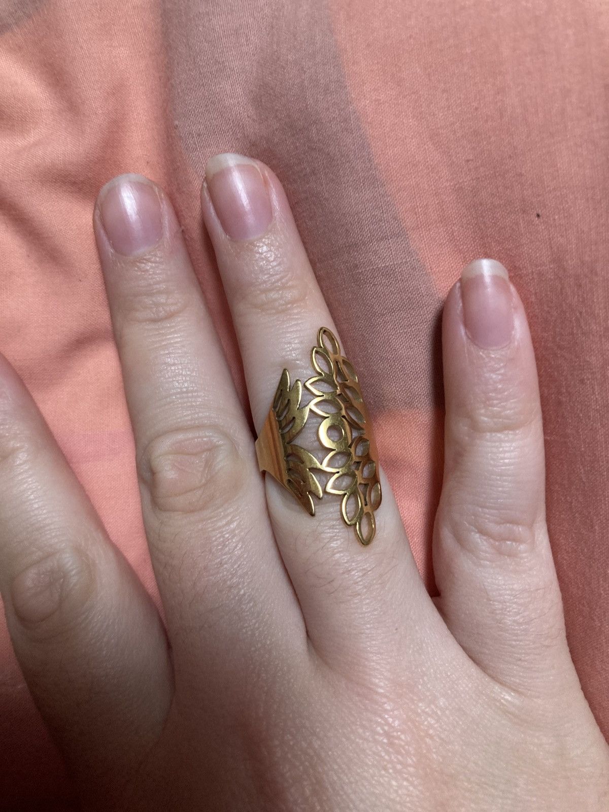 Other Abstract leafy stainless steel gold plated ring. Size ONE SIZE - 1 Thumbnail