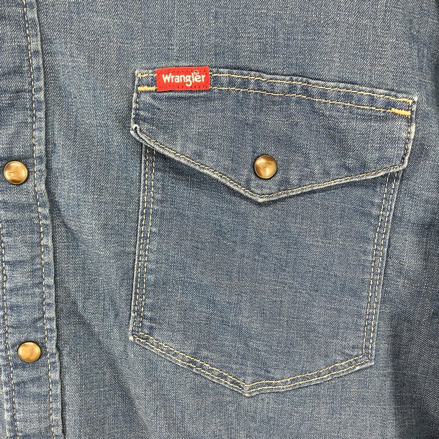 Wrangler VINTAGE Wrangler Denim Pearl Snap Western Shirt 2XL Blue Cowboy Workwear Mens Size US XXL / EU 58 / 5 - 6 Thumbnail