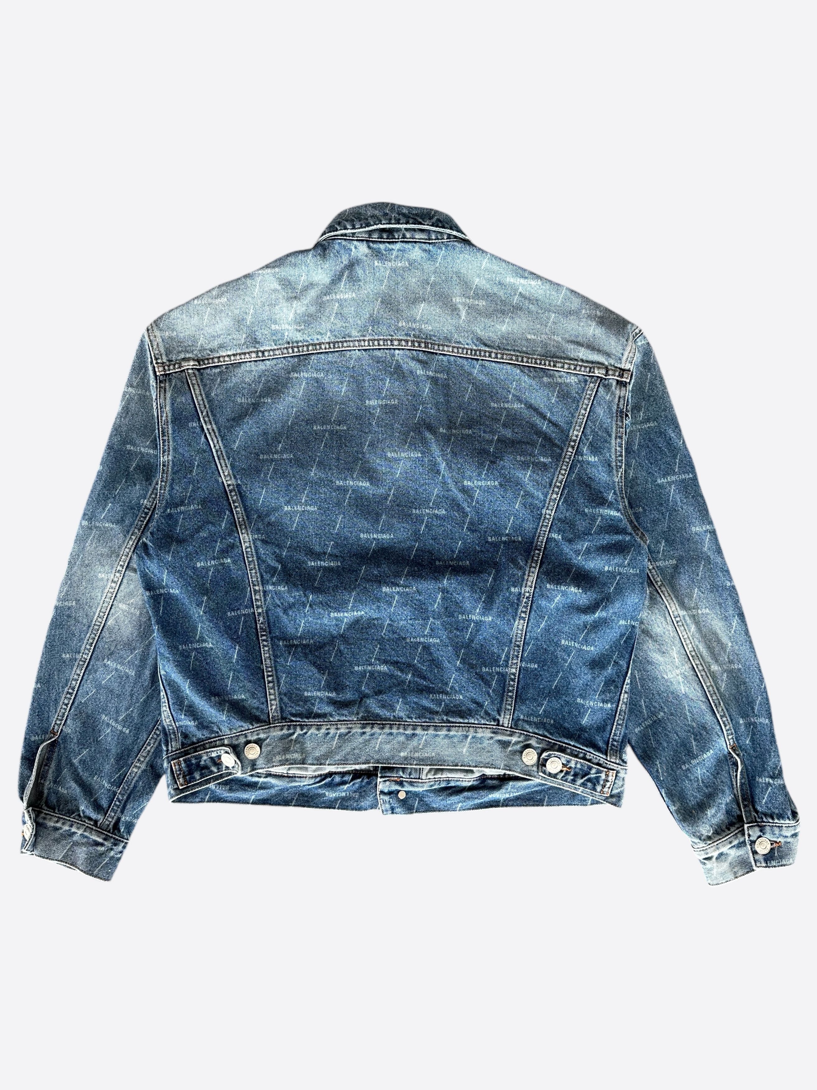 Balenciaga Balenciaga Blue & White All Over Print Denim Jacket Size US M / EU 48-50 / 2 - 2 Thumbnail