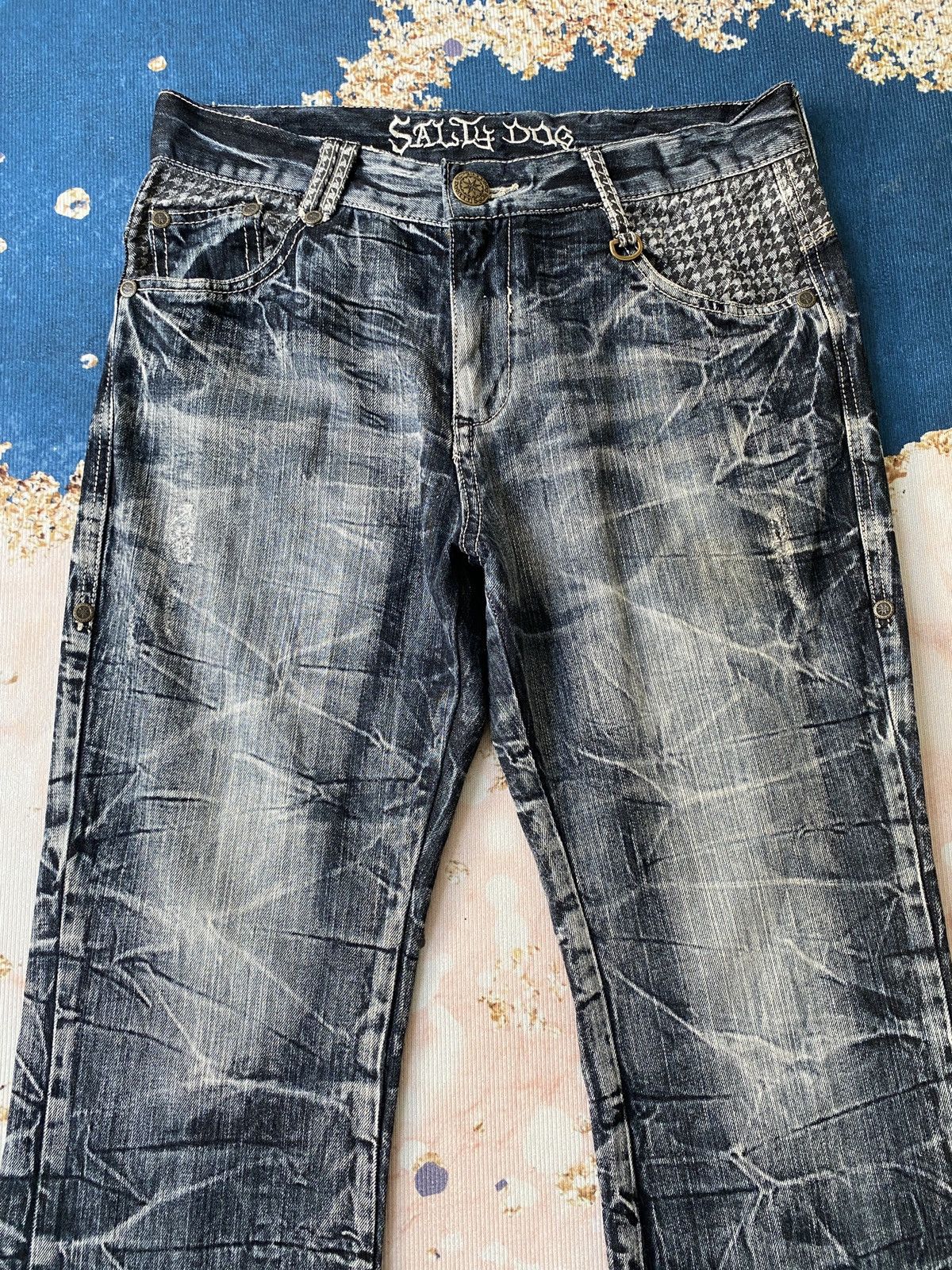 If Six Was Nine × Japanese Brand × Tornado Mart 2000s - Salty Dog Claws Mark Buckle Back Flare Denim Size US 32 / EU 48 - 7 Thumbnail