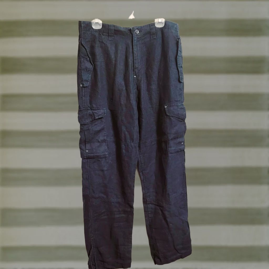 Akademiks Akademiks Blue Denim Cargo Pants Lg Navy RN. 0100964 Size US 33 - 1 Thumbnail