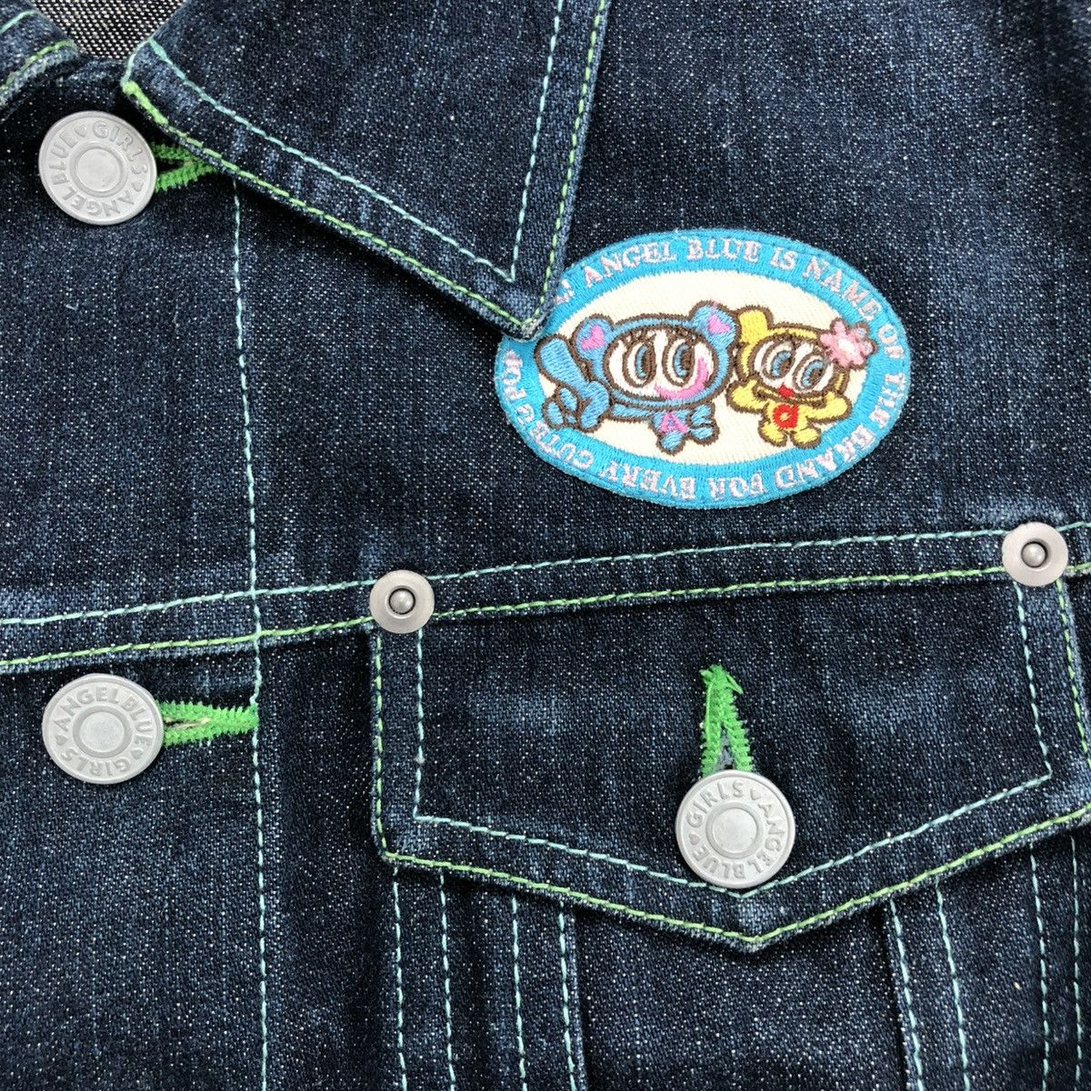 Angel Blue × Hysteric Glamour × Japanese Brand 2000s Angel Blue - Iconic Design Panda Knitted Denim Jacket Size US XXS / EU 40 - 15 Thumbnail