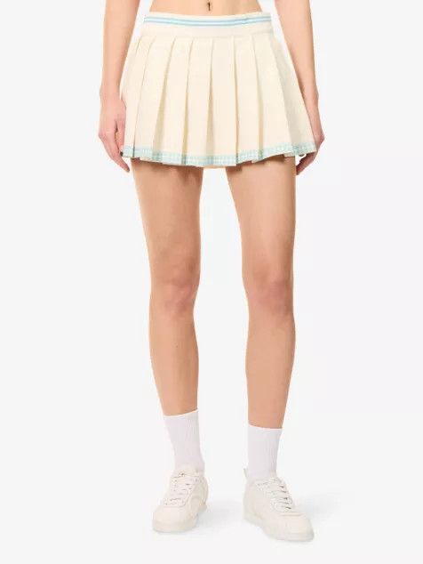 Amiri o1s1wg110426 Quad Pleated Mini Skirt in Ivory Size 27" / US 4 / IT 40 - 3 Thumbnail