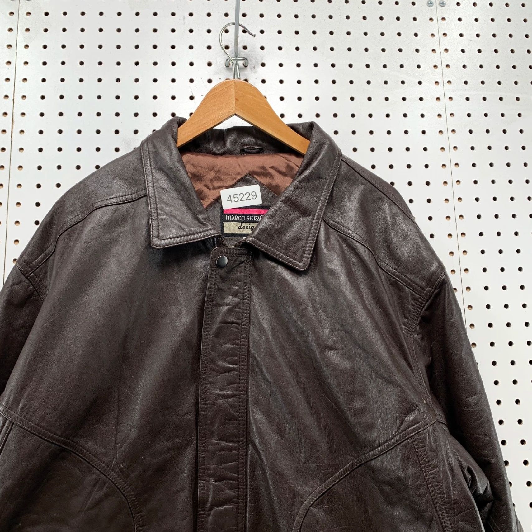 Vintage VINTAGE Marco Serafino Leather Bomber Jacket Mens 2XL Brown Size US XXL / EU 58 / 5 - 7 Thumbnail