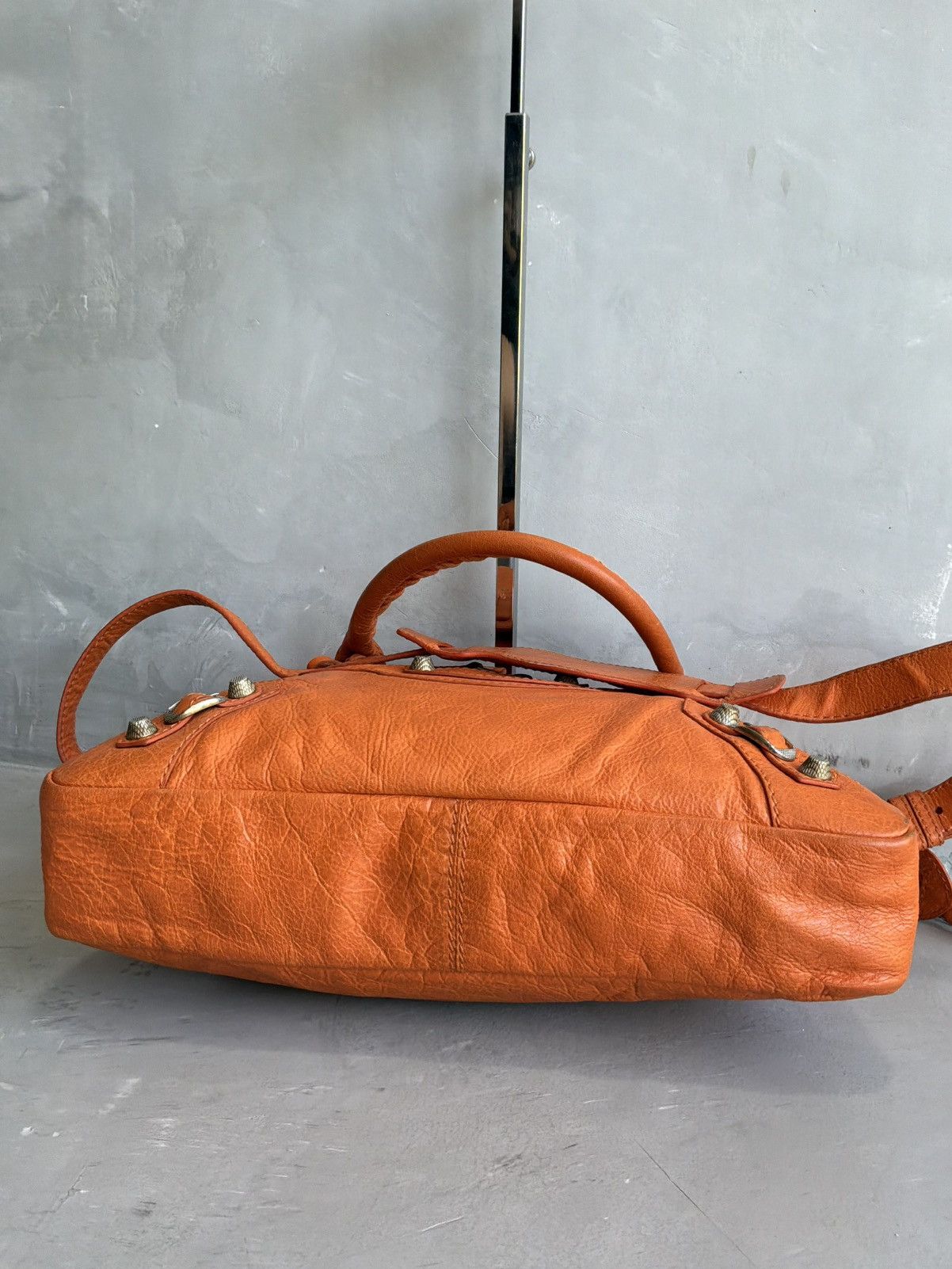 Balenciaga - Motorcyle Town - Orange Lambskin Crossbody Bag