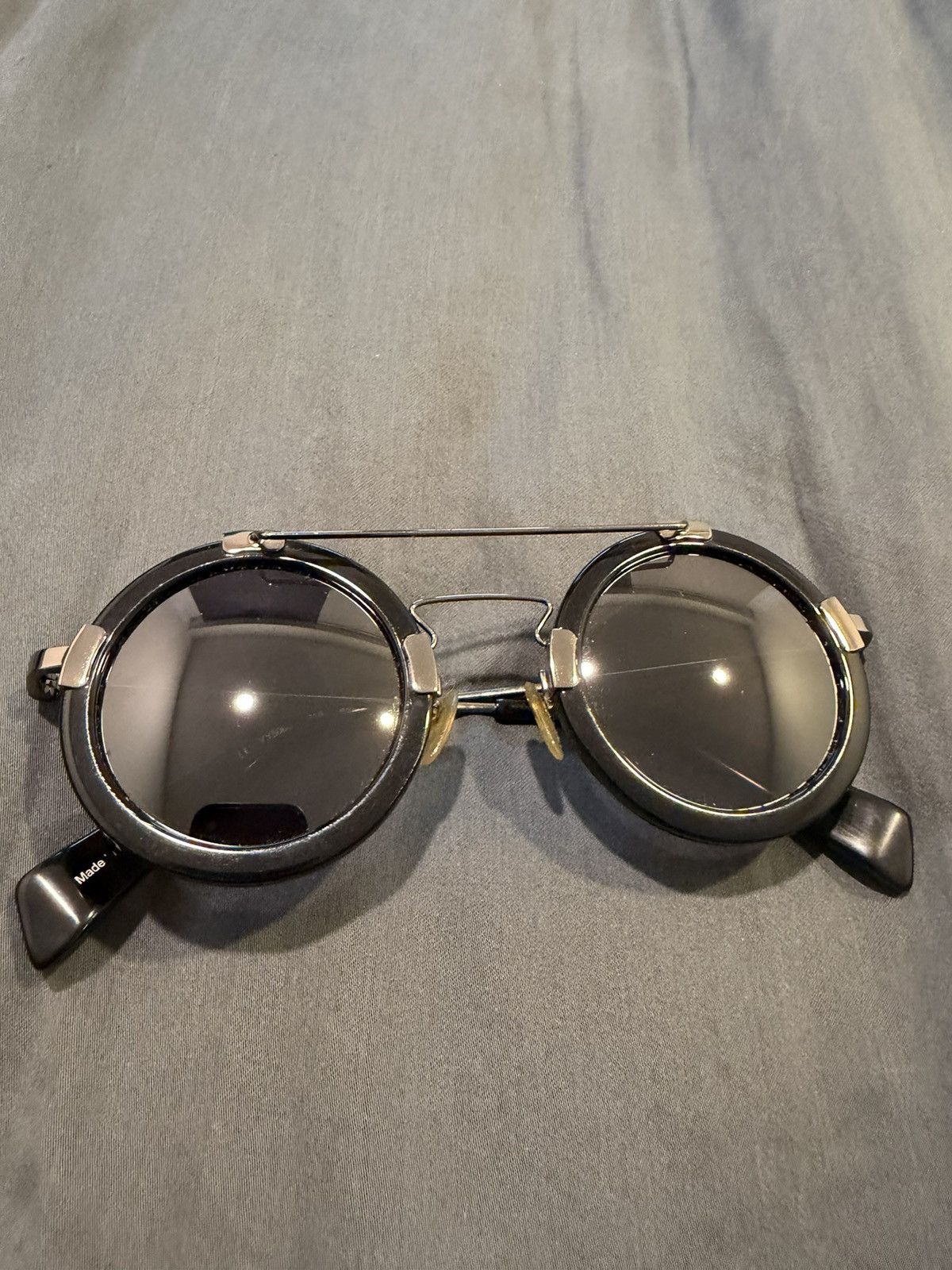 Yohji Yamamoto YOHJI YAMAMOTO BLACK & ACETATE ROUND SUNGLASSES Size ONE SIZE - 2 Thumbnail