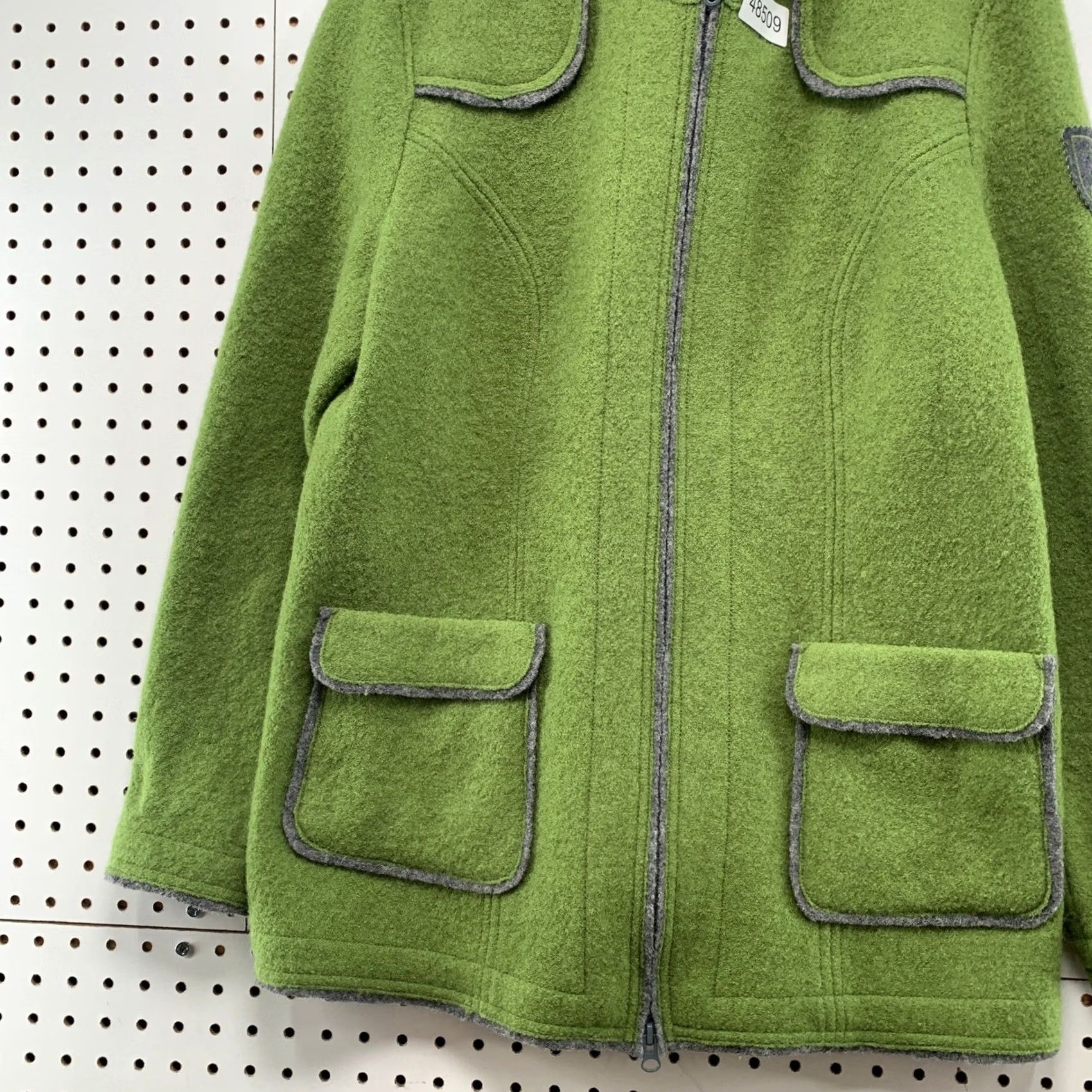 Vintage VINTAGE Geiger Green Grey Hooded Jacket Womens L Full Zip Equestrian Size L / US 10 / IT 46 - 6 Thumbnail