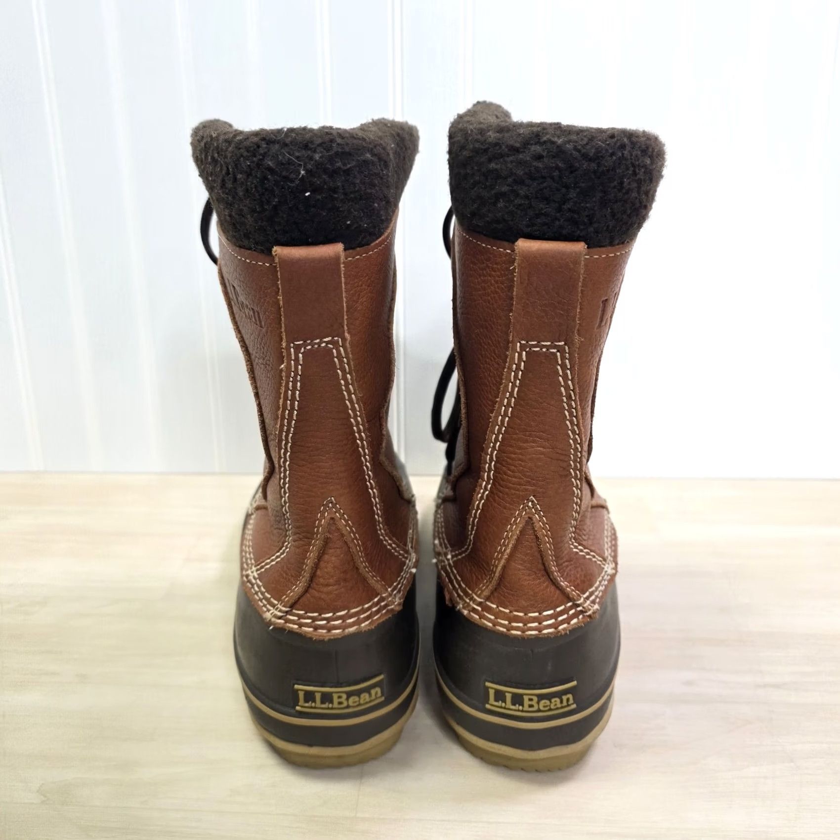 Vintage L.L. Bean Original Tumbled Leather Removable Felt Liner Tall Duck Boots Womens 9 Brown Leather Water Resistant Insulated Lined Lace Up Boots Womens 9 Size US 9 / IT 39 - 7 Thumbnail