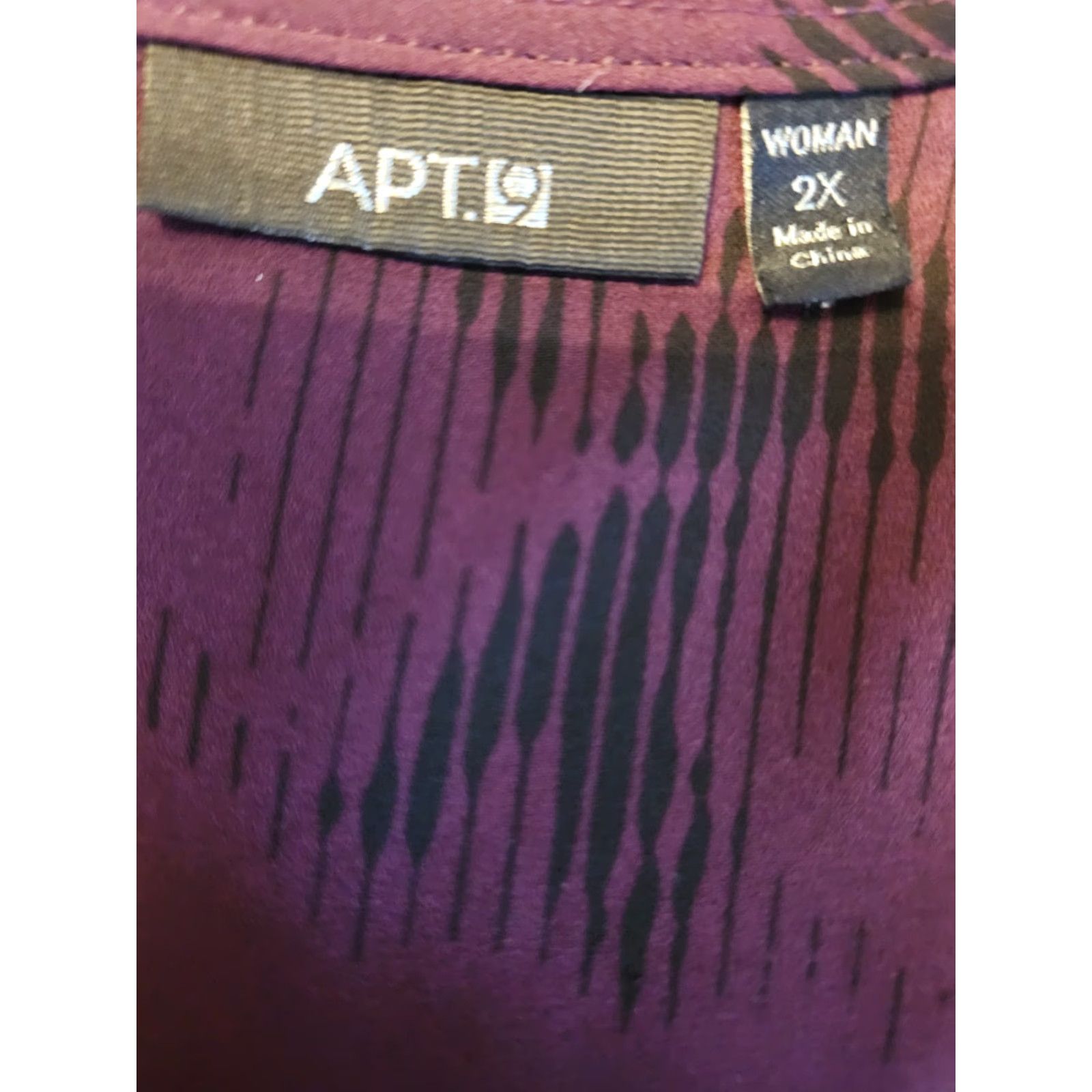 Vintage Apt 9 Dark Purple Black Abstract High Low Hem Tunic Top 2X Plus Blouse Shirt Dress? Size XXL / US 16-18 / IT 52-54 - 7 Thumbnail