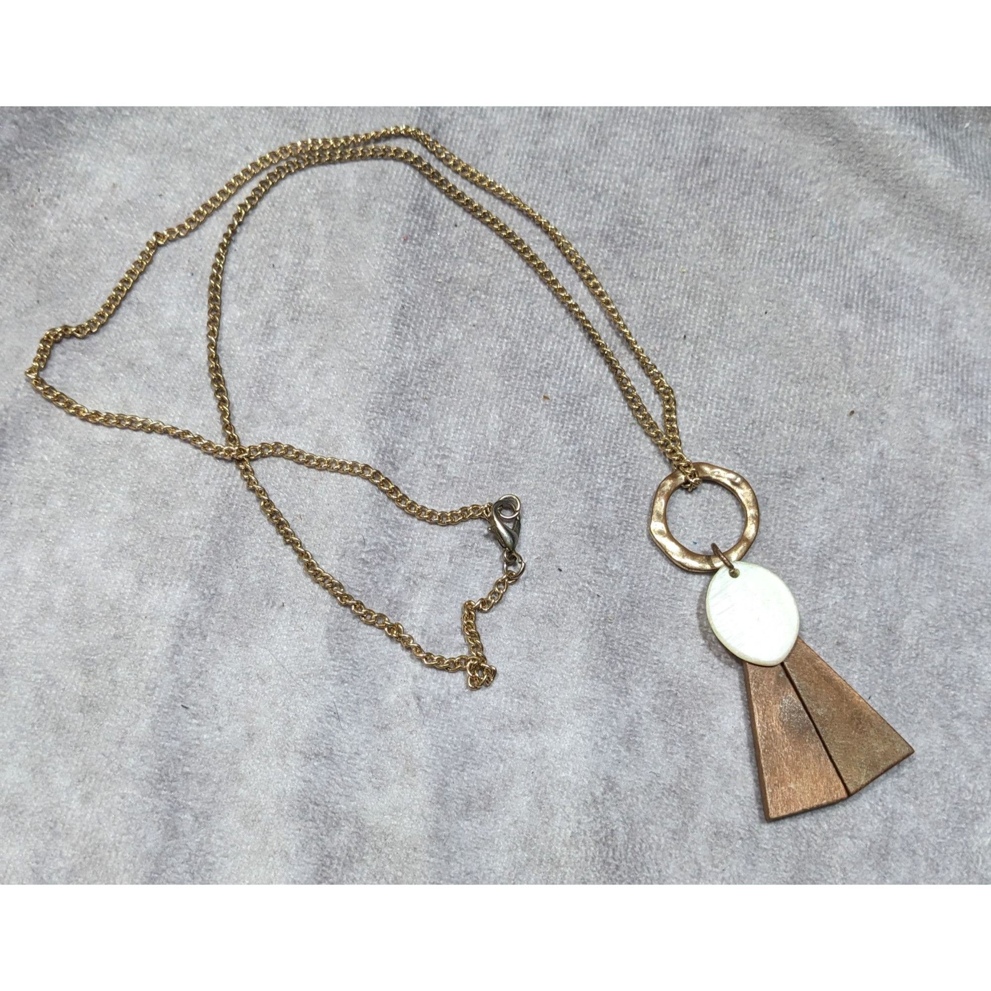 Other Geometric Abstract Wood And Shell Pendant Necklace Size ONE SIZE - 6 Thumbnail