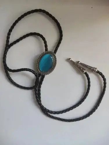 Cowboy Equipment × Vintage Lucky Charm Agate Gem Pendant Bolo Tie Size ONE SIZE - 2 Thumbnail