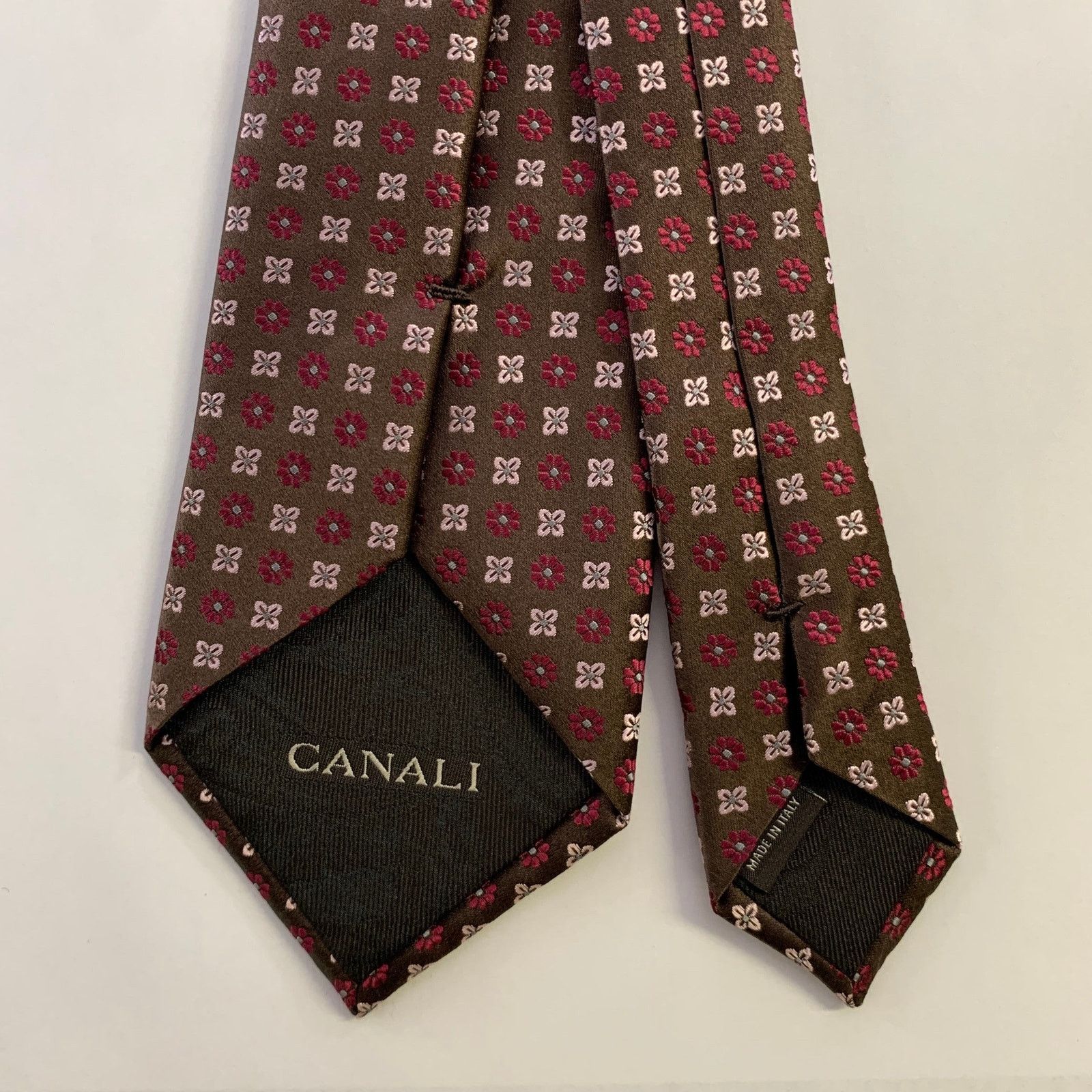 Canali CANALI Brown Purple Floral Silk Tie Size ONE SIZE - 2 Thumbnail