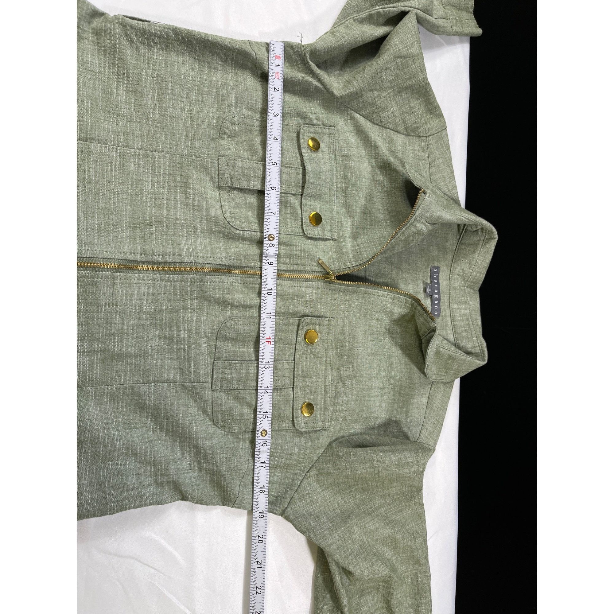 Designer Sharagano SKU 7610 Womens Olive Green Utility Dress Size 12 Size XL / US 12-14 / IT 48-50 - 4 Thumbnail