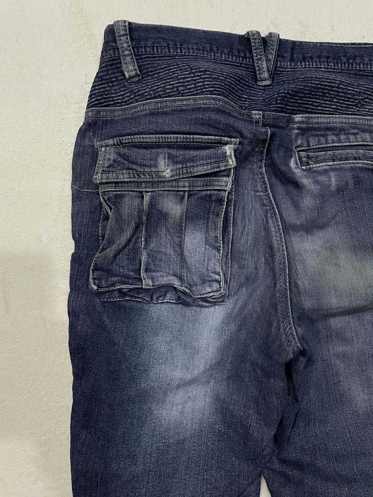 Japanese Brand Vintage TORA Distress Faded Dark Blue Denim Jeans Size US 31 - 15 Thumbnail