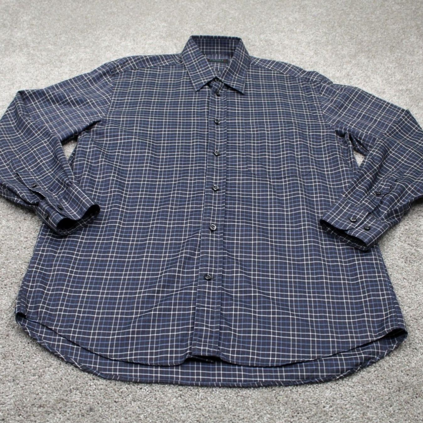 Canali Canali Shirt Mens Medium Blue & White Checkered 100% Cotton Long Sleeve Button Up Shirt Mens Blue & White Checkered Cotton Button-Up Modern Preppy Size US M / EU 48-50 / 2 - 2 Thumbnail