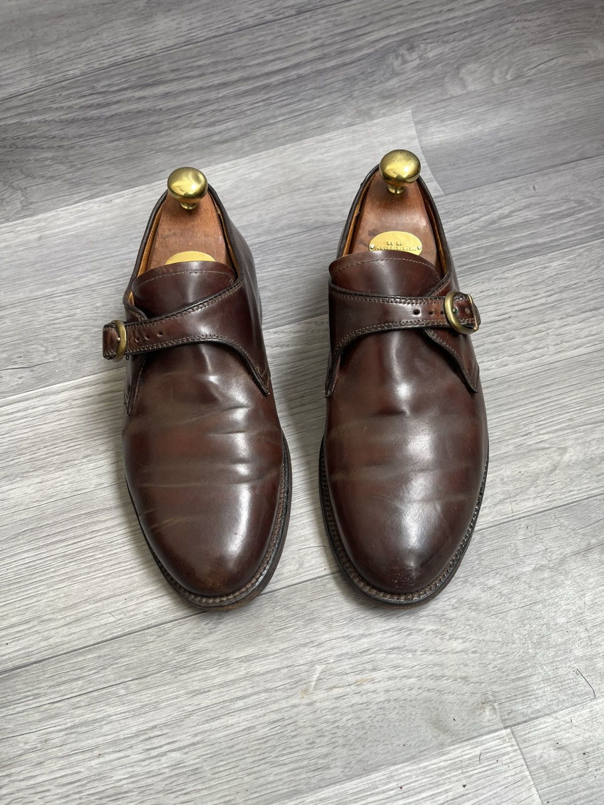 Alden Alden 975 plain toe single monk strap shell cordovan US7EE. Size US 7 / EU 40 - 14 Thumbnail