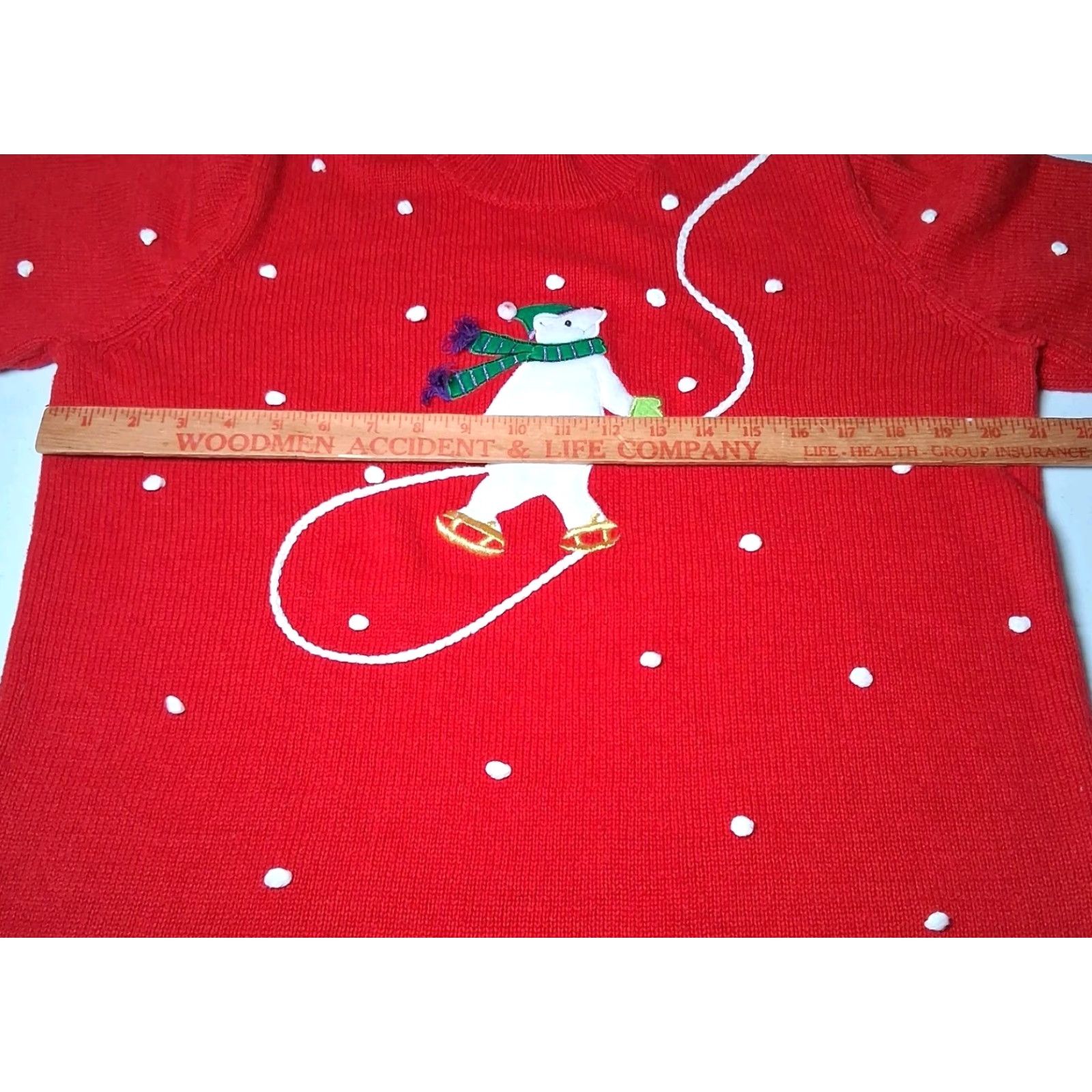 Vintage VINTAGE Cinnamon Cinder Christmas Sweater Shirt Women L Red Polar Bear Ice Skating Snow Mock Neck Long Sleeve Size L / US 10 / IT 46 - 4 Thumbnail