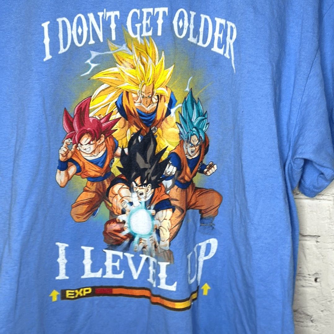 Gildan Dragon Ball Z I Don’t Get Older I Level Up Blue Short Sleeve tshirt L Men Blue Shirt Size US L / EU 52-54 / 3 - 2 Thumbnail
