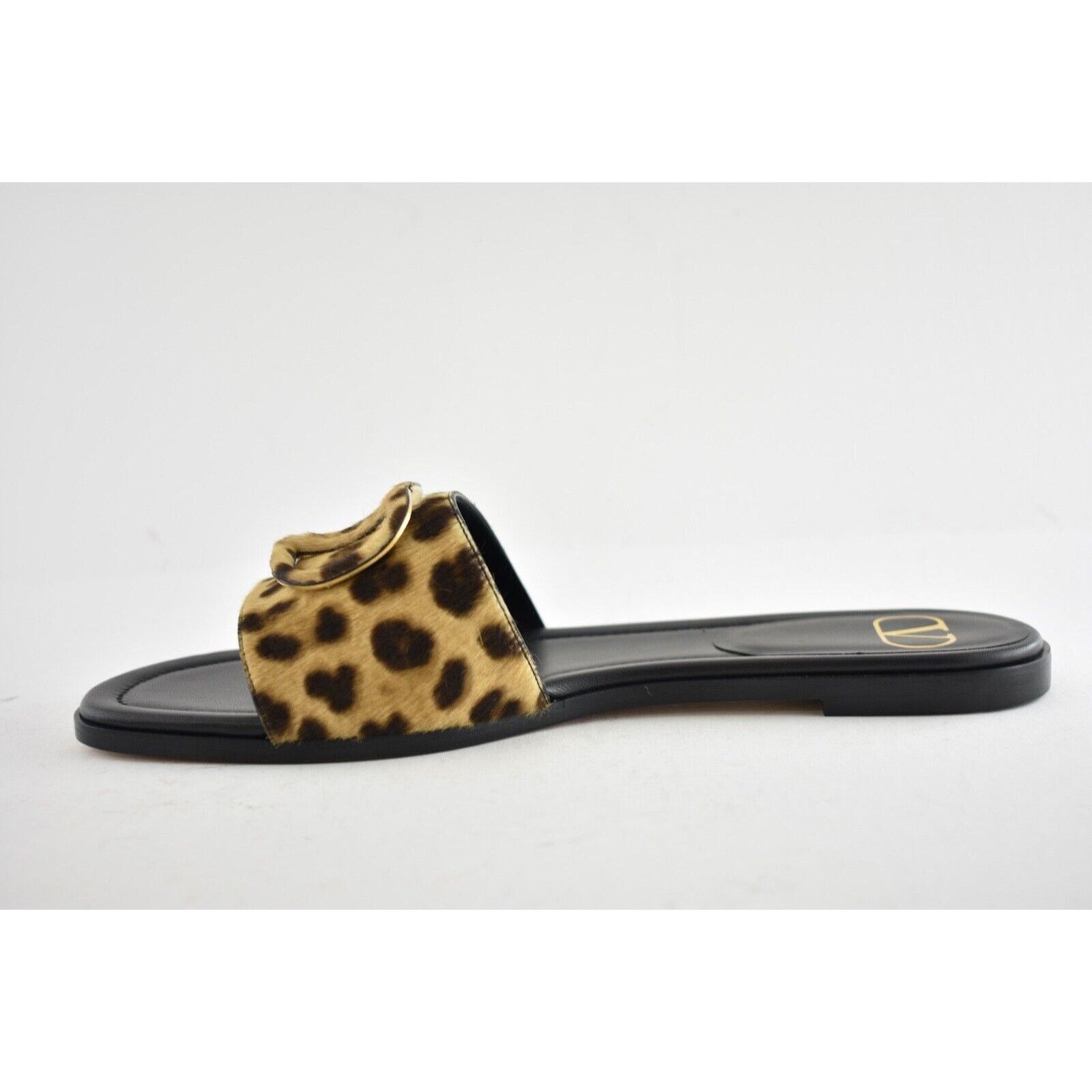 Valentino Valentino V Logo Leopard Black Brown Pony Fur Slides Mule Size US 7 / IT 37 - 9 Thumbnail