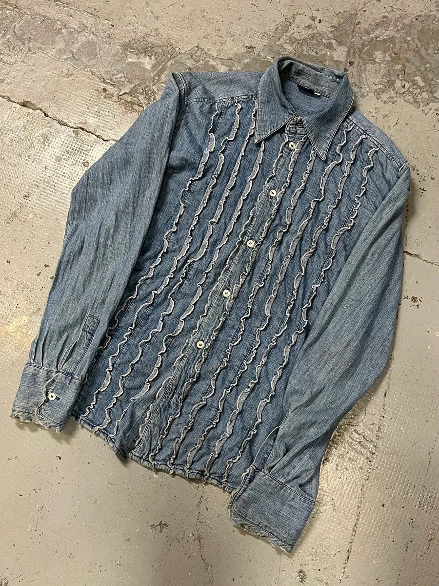 Dolce & Gabbana 2000s Dolce & Gabbana Lines Blue Denim Shirt Size US M / EU 48-50 / 2 - 4 Thumbnail