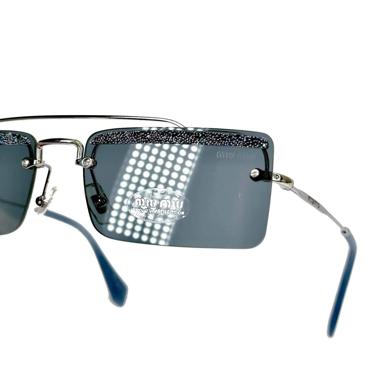 Miu Miu MIU MIU SOCIETE MU59TS 59T Blue Silver Square Sunglasses Size ONE SIZE - 4 Thumbnail