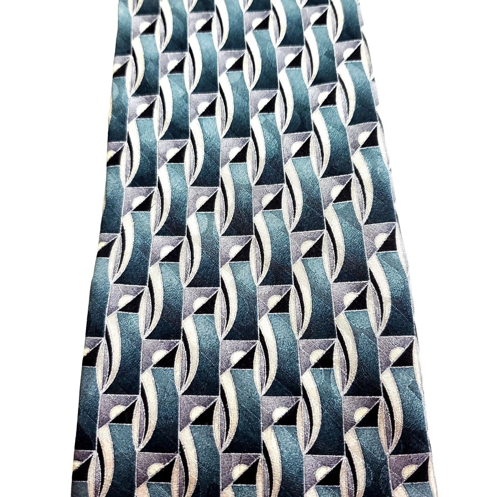Arrow Arrow Teal White Silk Tie Woven Geometric Size ONE SIZE - 2 Thumbnail