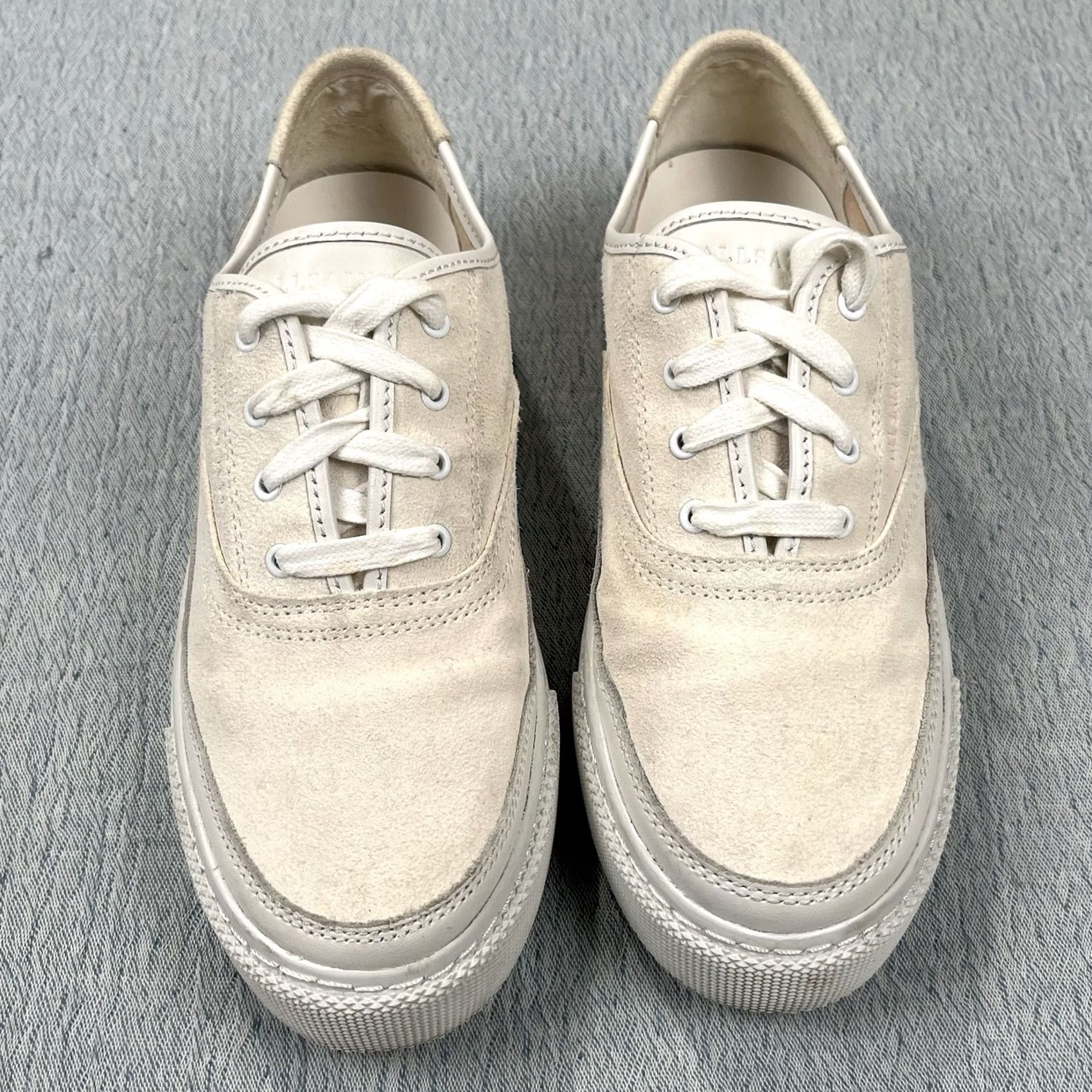 Allsaints AllSaints Bella Suede Sneaker White ecru Leather Women's Size 9 Sneaker, Lace Up, Flat Heel, Suede Outsole, Leather Lining, Casual Shoes, Women Size US 6 / IT 36 - 4 Thumbnail