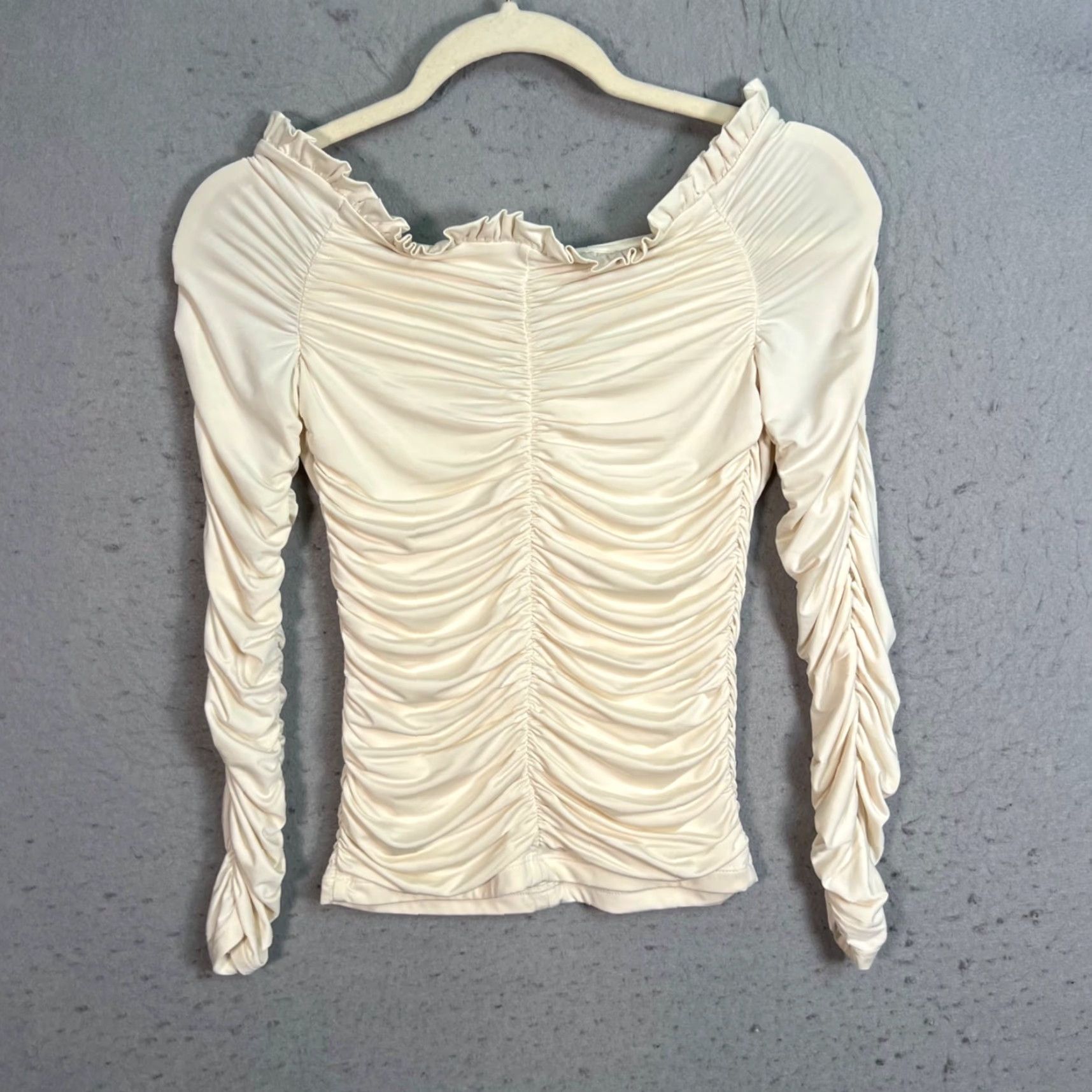 Express VINTAGE Express Off-Shoulder Cream Long Sleeve Top Womens XS Size XS / US 0-2 / IT 36-38 - 2 Thumbnail