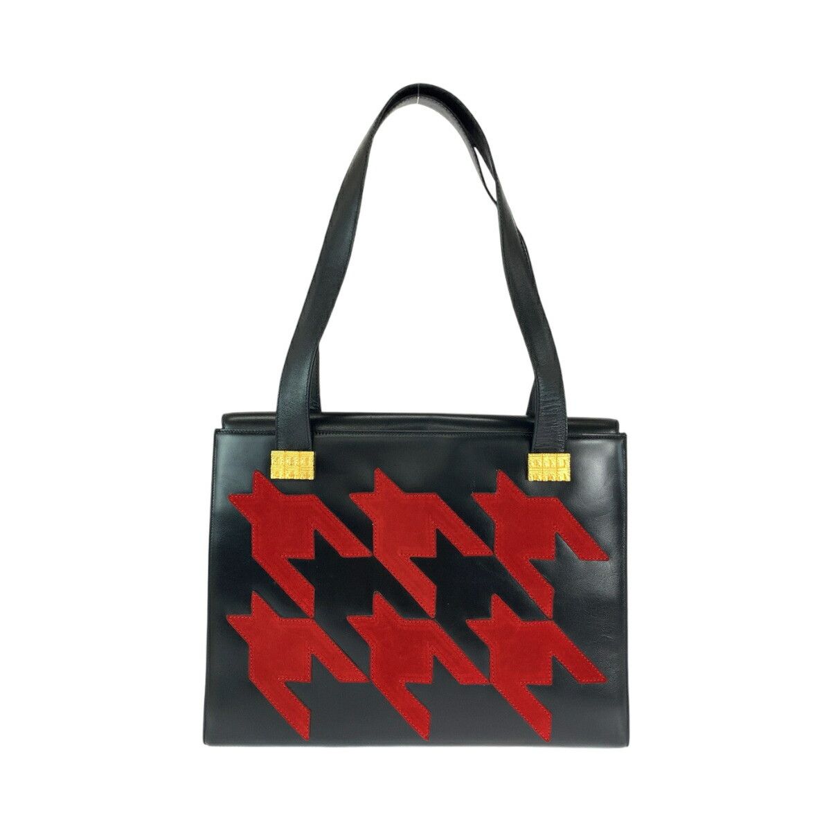 Celine Celine Houndstooth Leather 2Way Bag Leather Shoulder Bag in Black, Women's