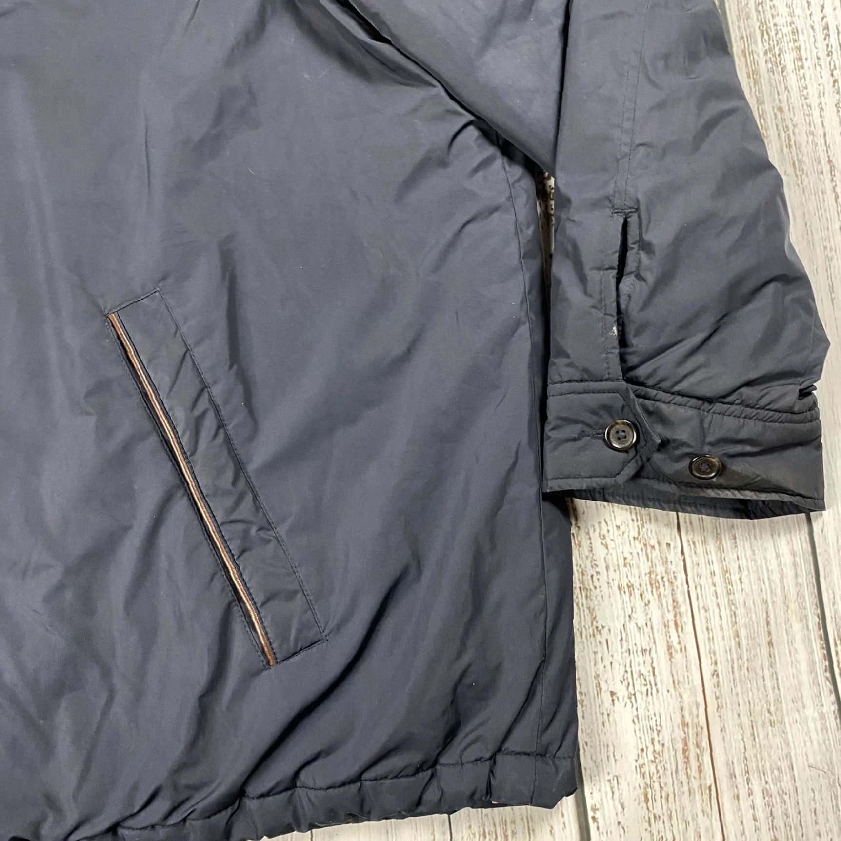 Polo Ralph Lauren VINTAGE Polo Ralph Lauren Puffer Equestrian Jacket 4XB BIG Navy Leather Trim Hooded Calf Leather Zipper Pockets Logo -Mens- Size US XXL / EU 58 / 5 - 4 Thumbnail