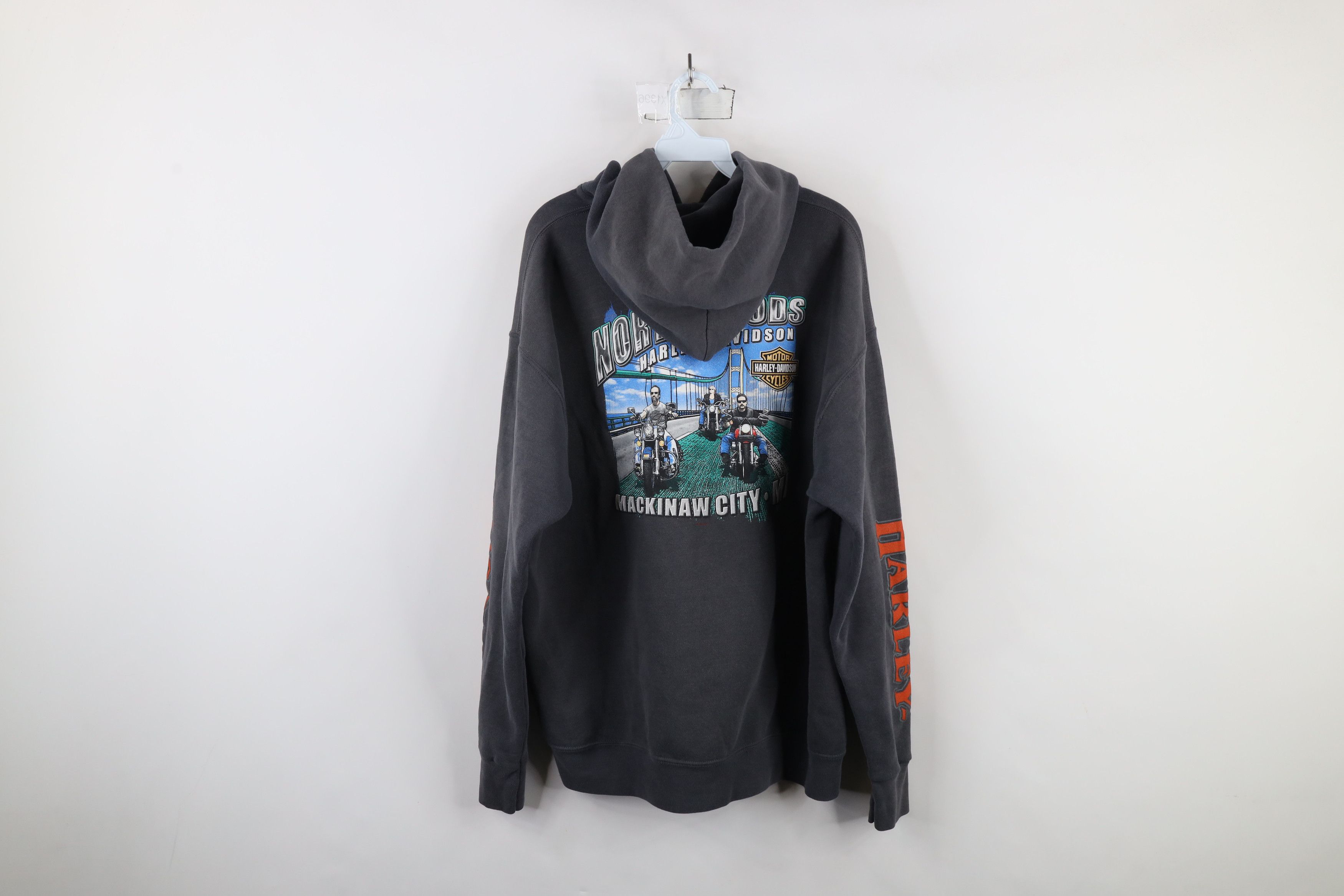 Harley Davidson × Vintage Vintage Y2K Harley Davidson Spell Out Hoodie Sweatshirt Gray Size US XL / EU 56 / 4 - 13 Thumbnail