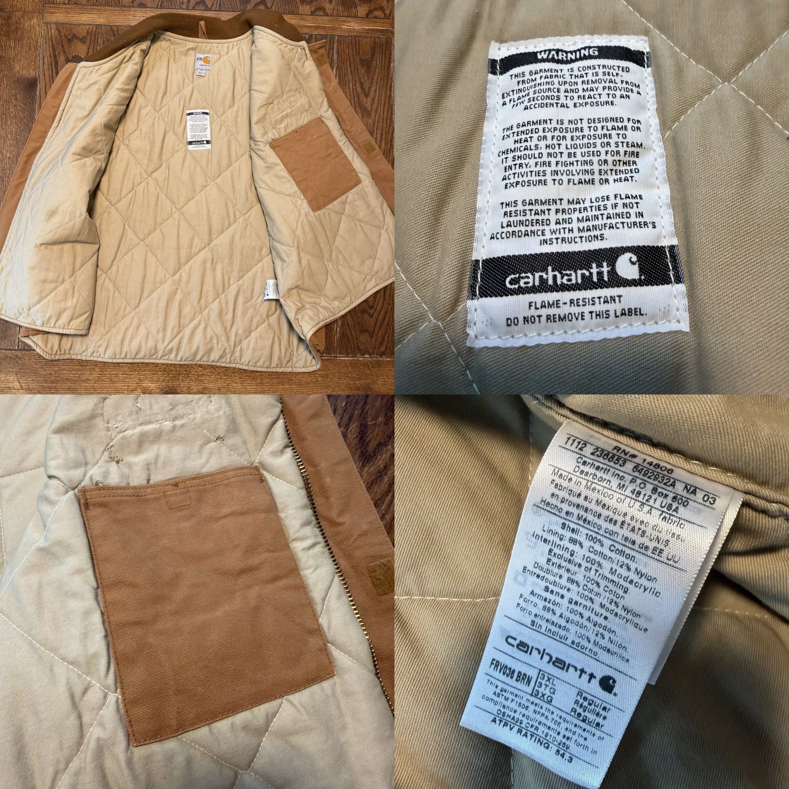 Carhartt Carhartt Vest FR Flame-Resistant Quilted Lined Duck Men 3XL FRV036 BRN USA Flag Size US XXL / EU 58 / 5 - 8 Thumbnail